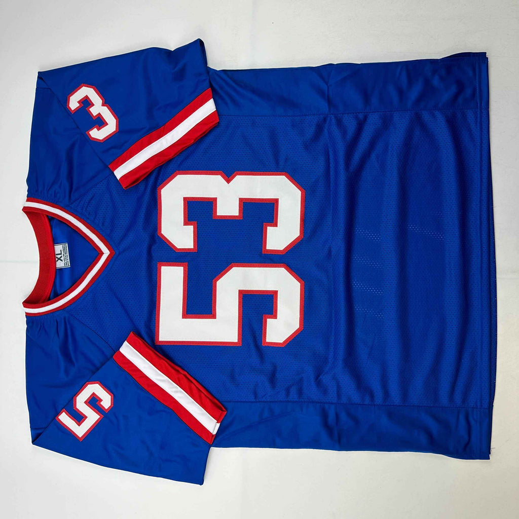 Autographed/Signed Harry Carson New York Blue Football Jersey Beckett BAS COA