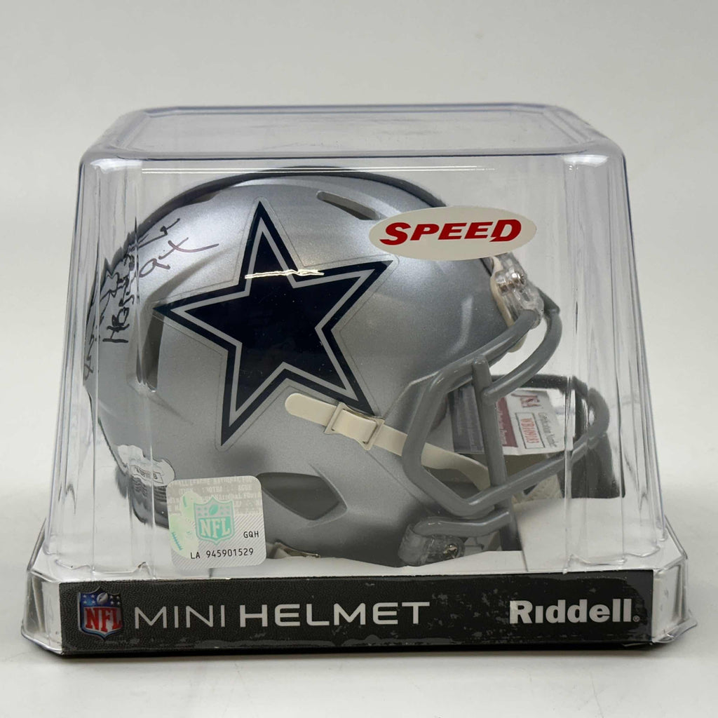 Autographed/Signed Randy White HOF 94 Dallas Cowboys Mini Football Helmet JSA COA