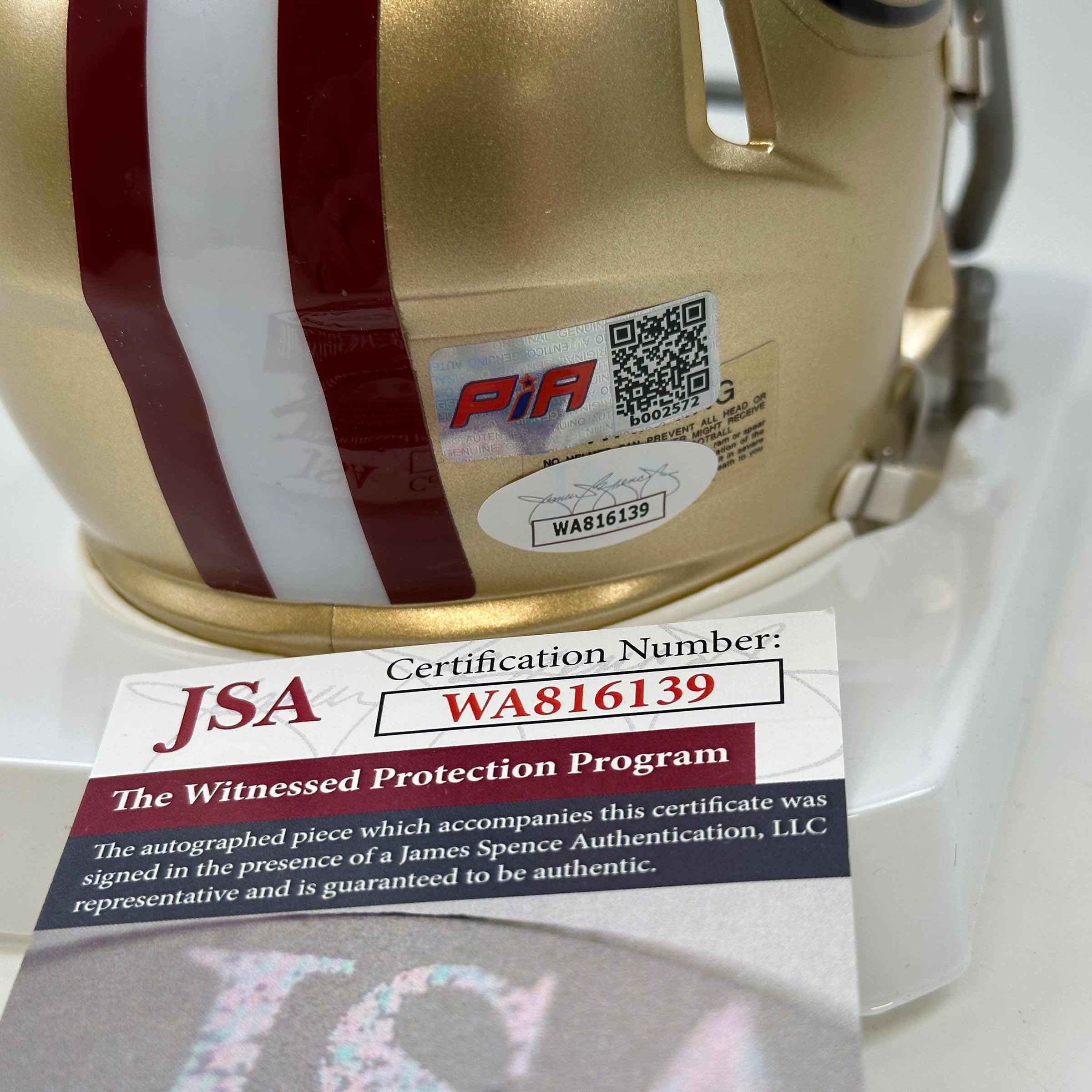 Autographed/Signed Trent Williams San Francisco 49ers Football Mini Helmet JSA COA