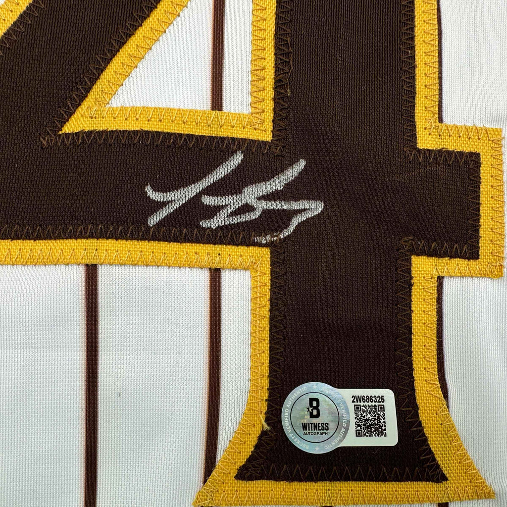 Autographed/Signed Luis Arraez San Diego Pinstripe Baseball Jersey Beckett BAS COA
