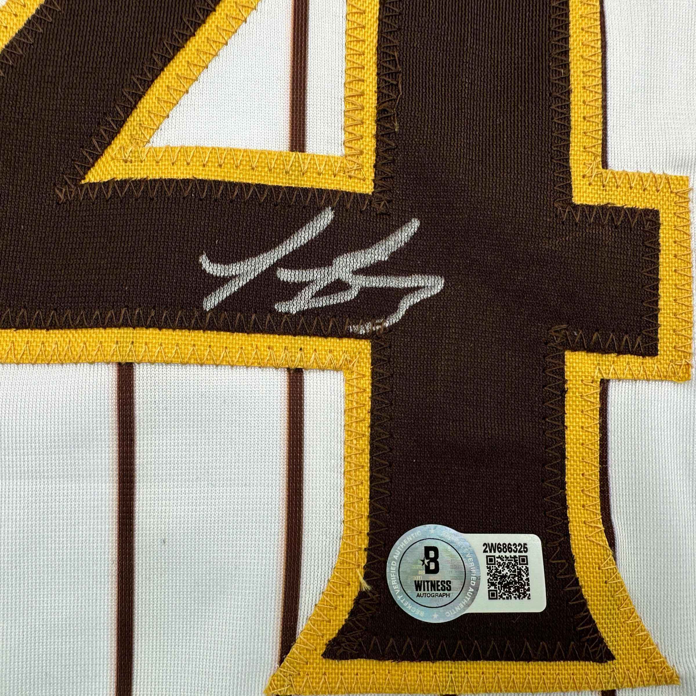 Autographed/Signed Luis Arraez San Diego Pinstripe Baseball Jersey Beckett BAS COA