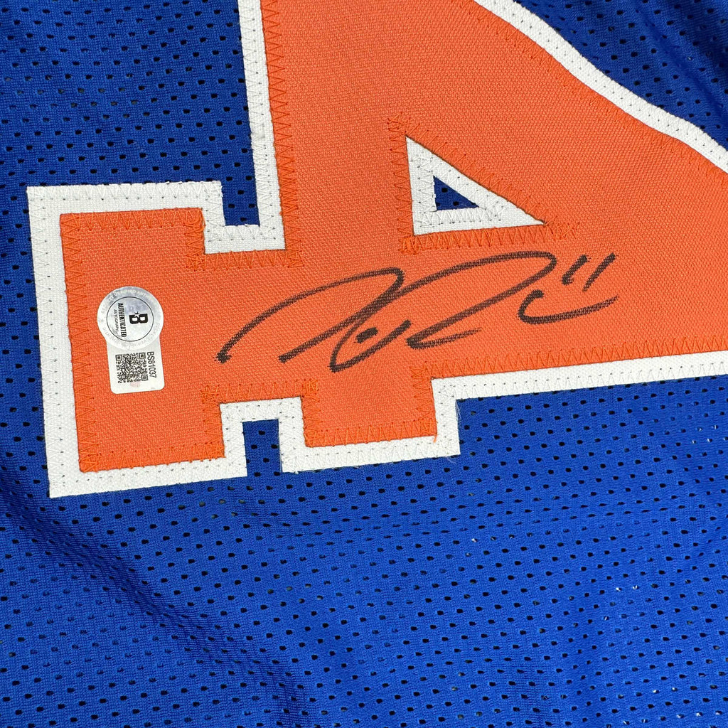 Autographed/Signed Nate Robinson New York Blue Basketball Jersey Beckett BAS COA