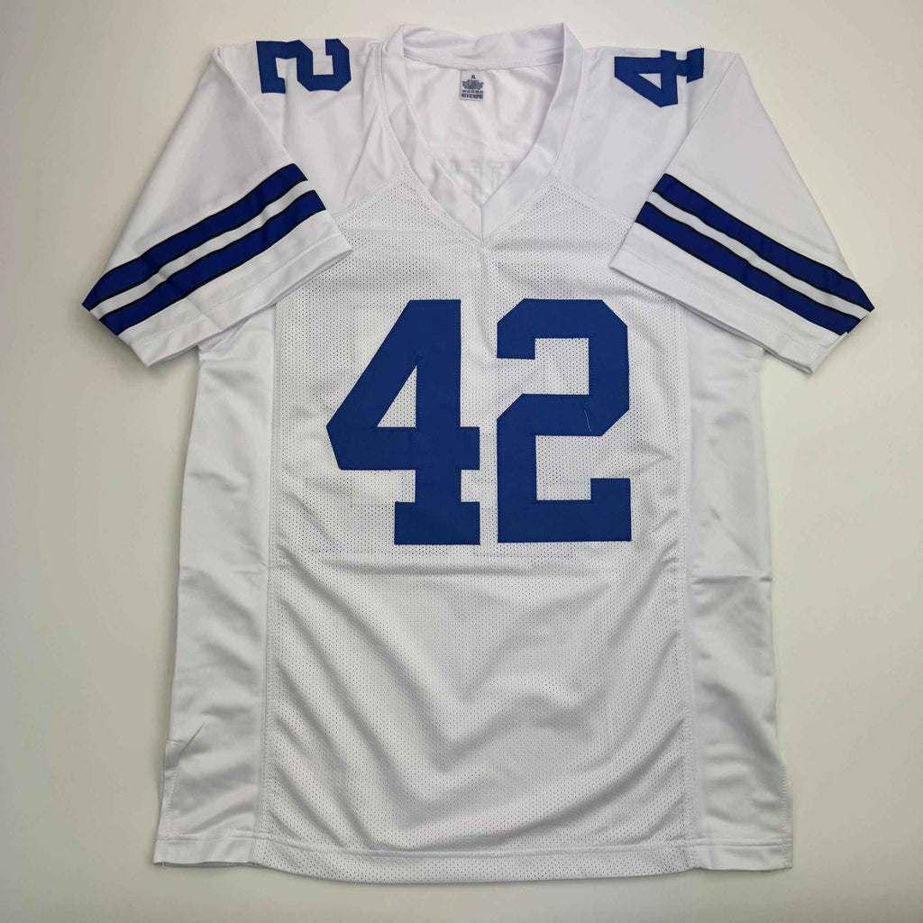 Autographed/Signed Deuce Vaughn Dallas White Football Jersey JSA COA