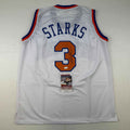 Autographed/Signed John Starks New York White Basketball Jersey JSA COA