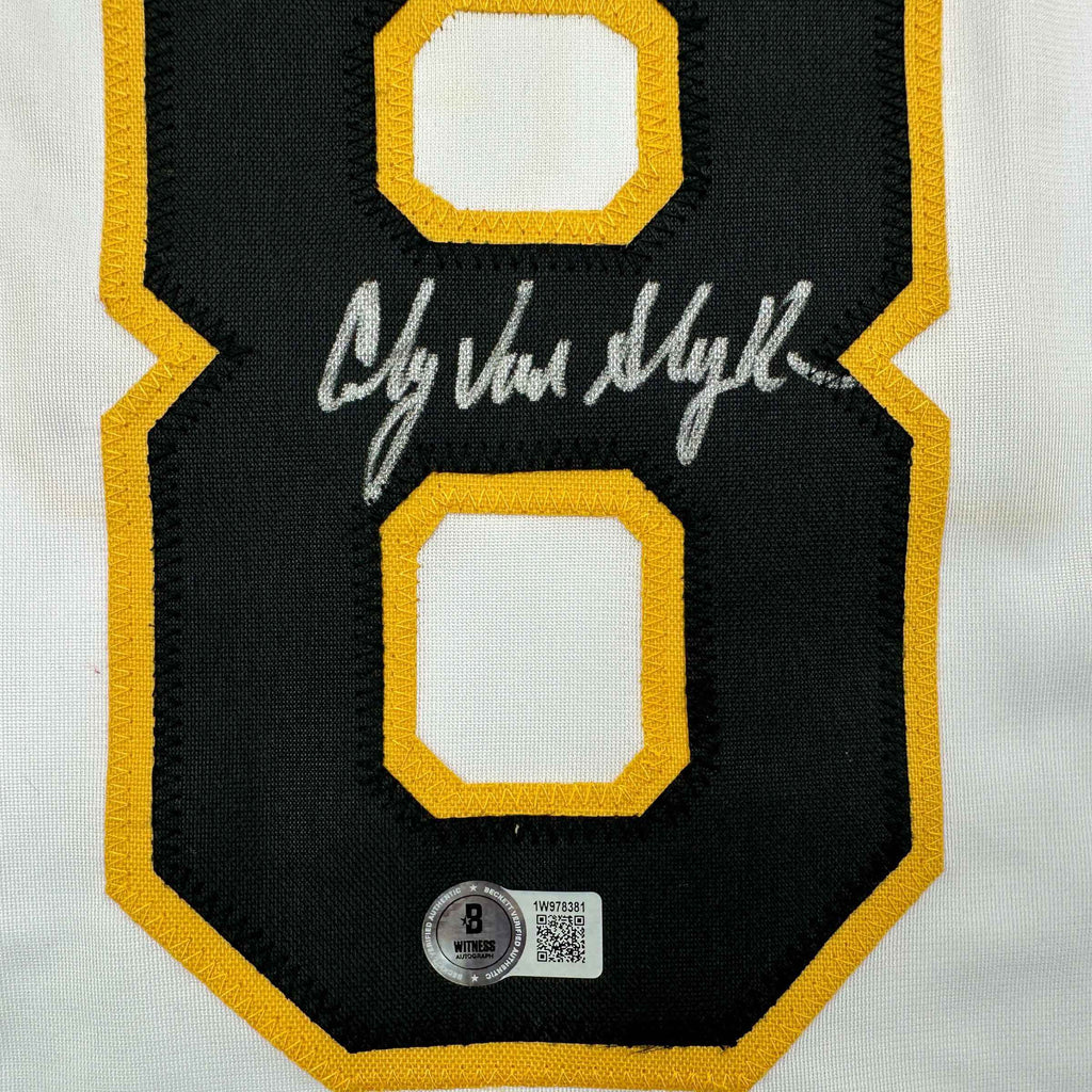 Autographed/Signed Andy Van Slyke Pittsburgh White Baseball Jersey Beckett BAS COA