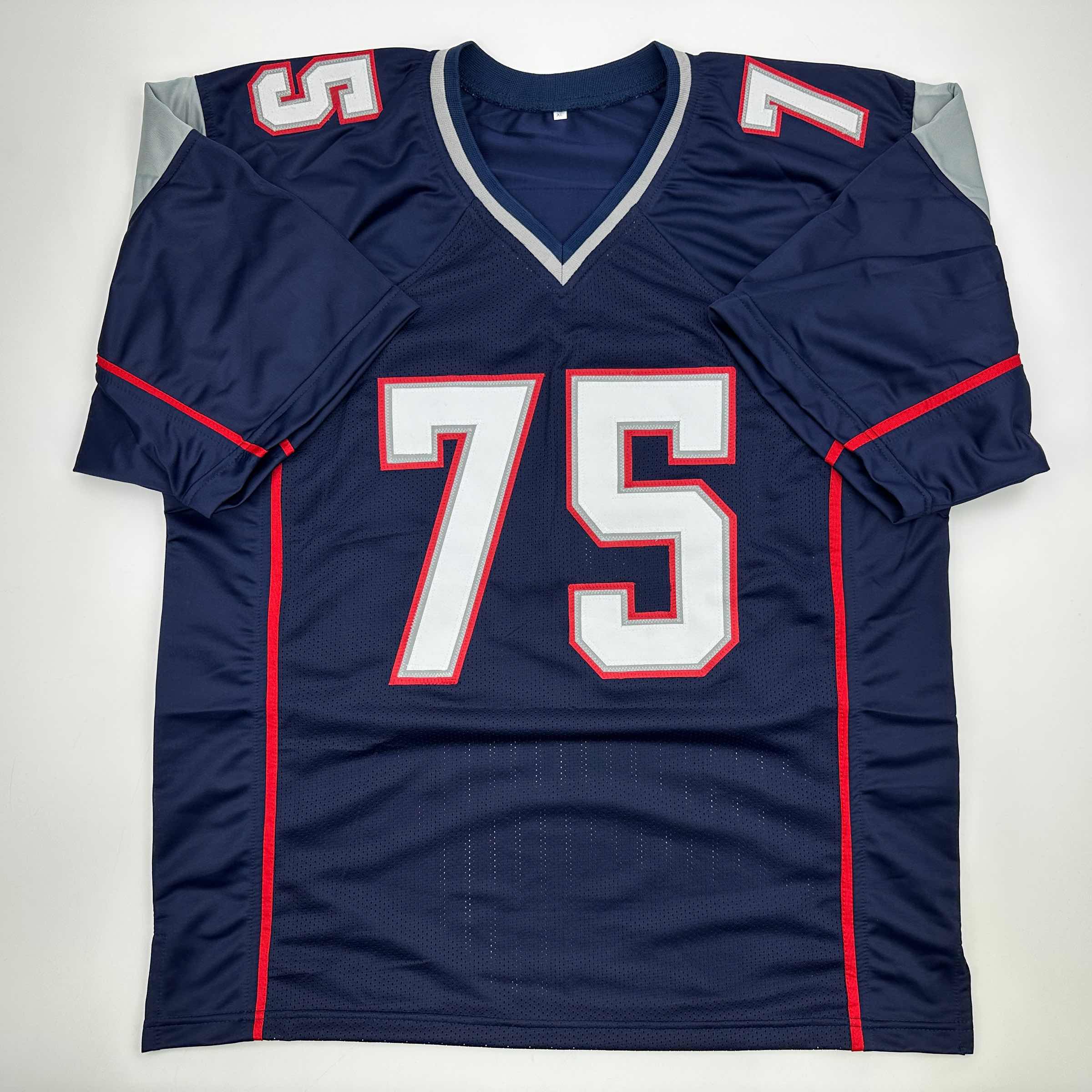 Autographed/Signed Vince Wilfork New England Blue Football Jersey Beckett BAS COA