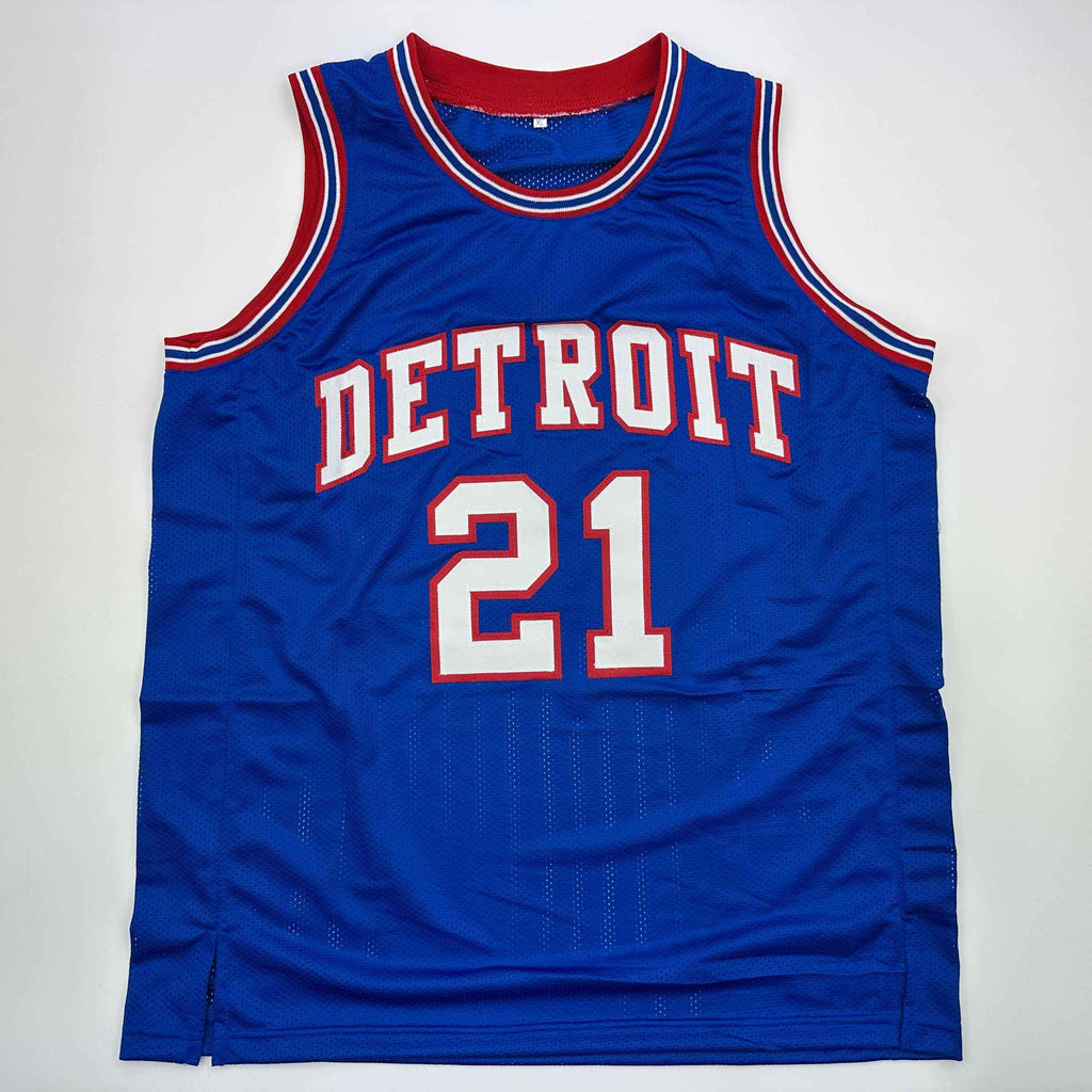 Autographed/Signed Dave Bing HOF 90 Detroit Blue Basketball Jersey Beckett BAS COA