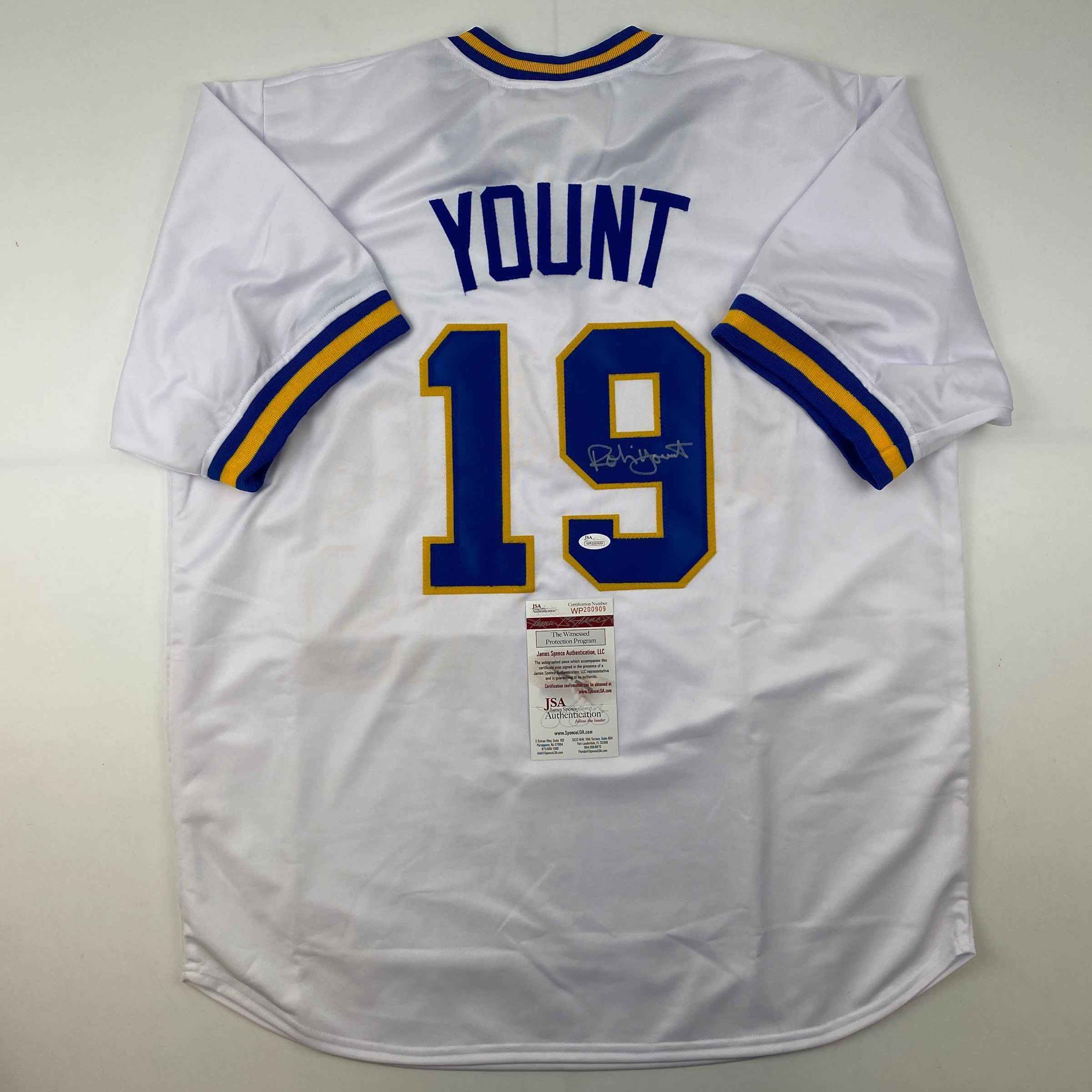 Autographed/Signed Robin Yount Milwaukee White Baseball Jersey JSA COA