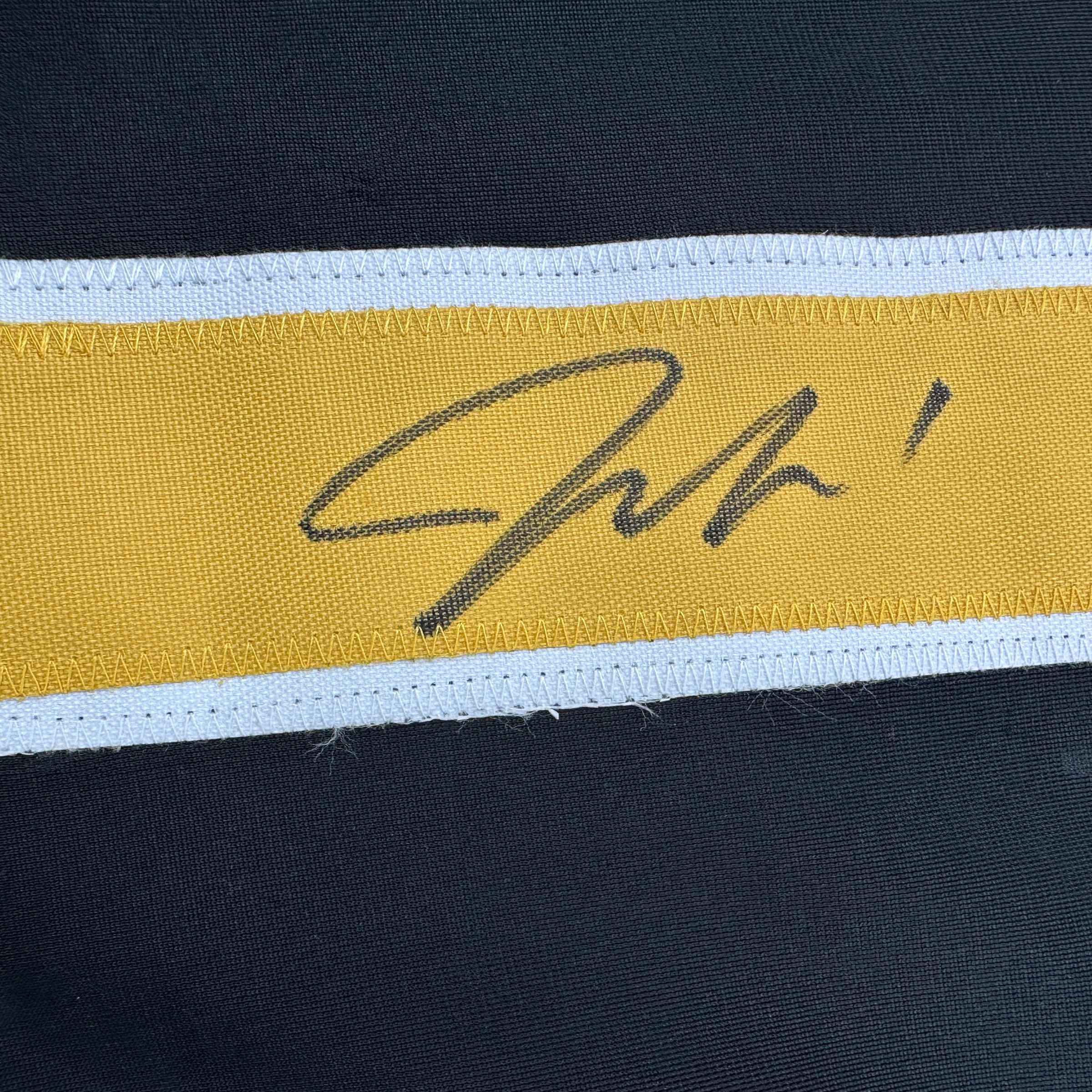 Autographed/Signed Jeremy Swayman Boston Black Hockey Jersey JSA COA