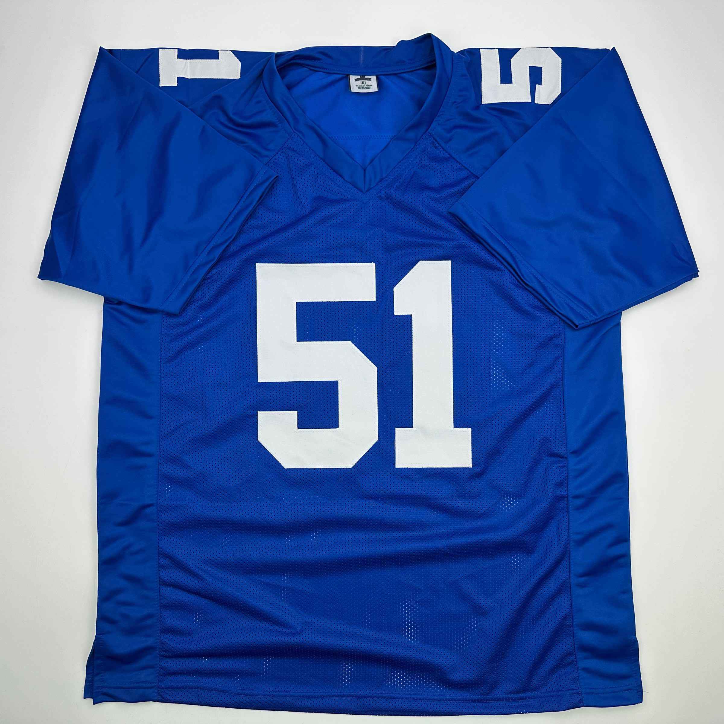 Autographed/Signed Abdul Carter New York Blue Football Jersey Beckett BAS COA
