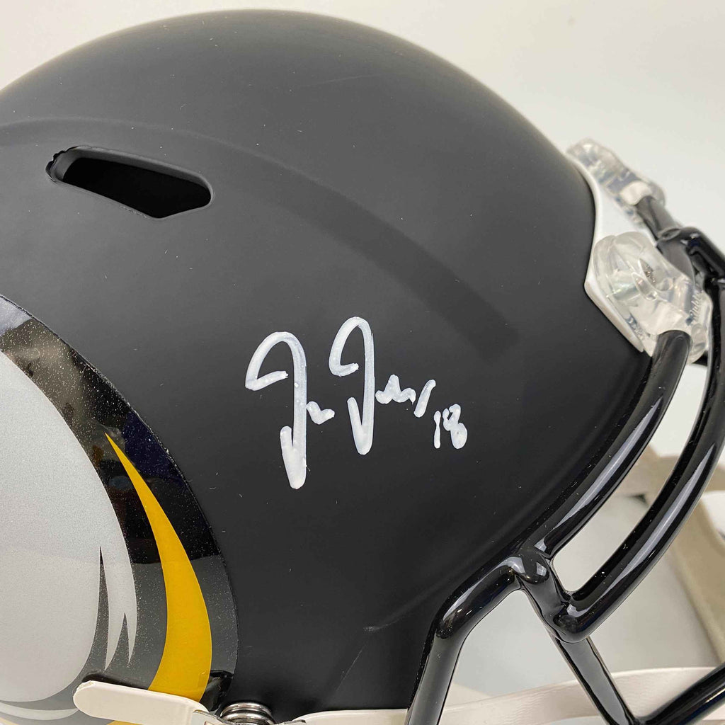 Autographed/Signed Justin Jefferson Minnesota Vikings Amp Full Size FS F/S Replica Football Helmet Beckett BAS COA