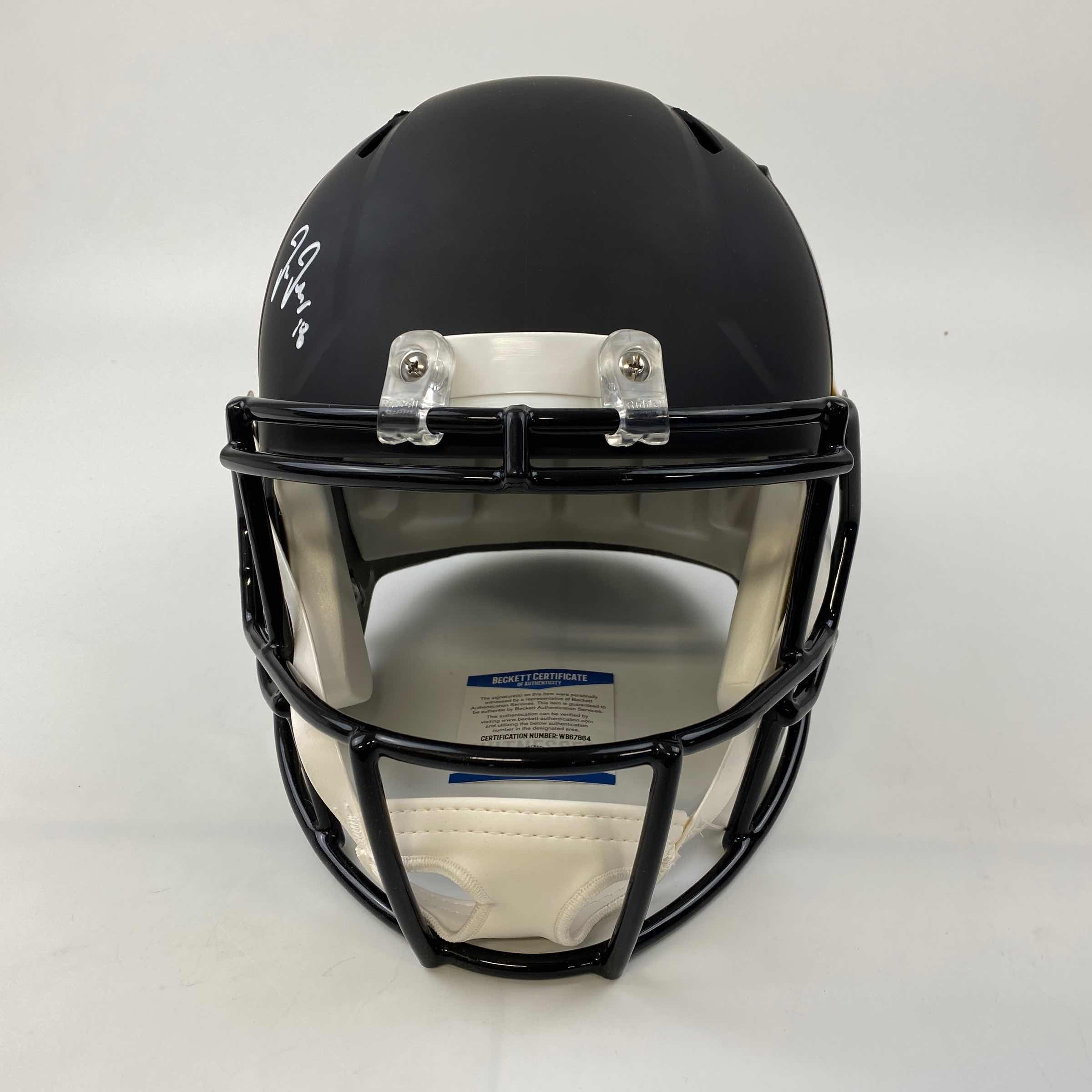 Autographed/Signed Justin Jefferson Minnesota Vikings Amp Full Size FS F/S Replica Football Helmet Beckett BAS COA