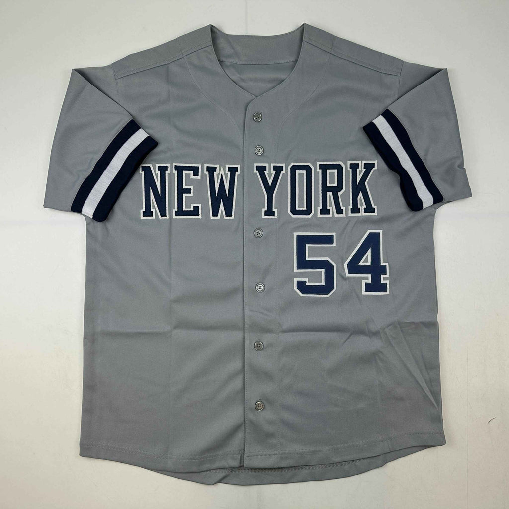Autographed/Signed Aroldis Chapman New York Grey Baseball Jersey Beckett BAS COA