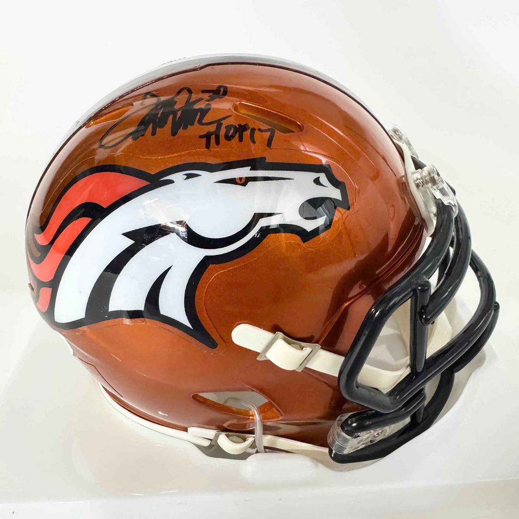 Autographed/Signed Terrell Davis HOF 17 Denver Broncos Speed Flash Alternate Mini Football Helmet JSA COA