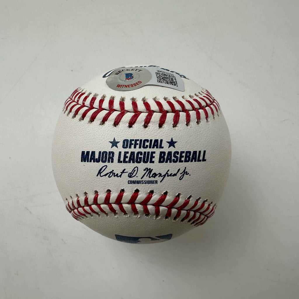 Autographed/Signed Ronald Acuna Jr. Rawlings Official Major League ROML Baseball Beckett BAS COA