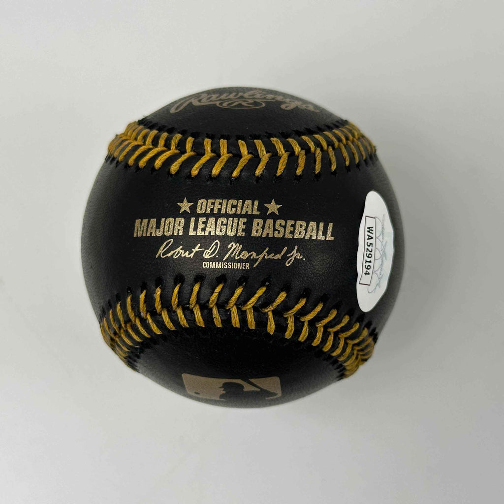 Autographed/Signed Pete Rose Black Leather Baseball Rawlings ROML JSA COA