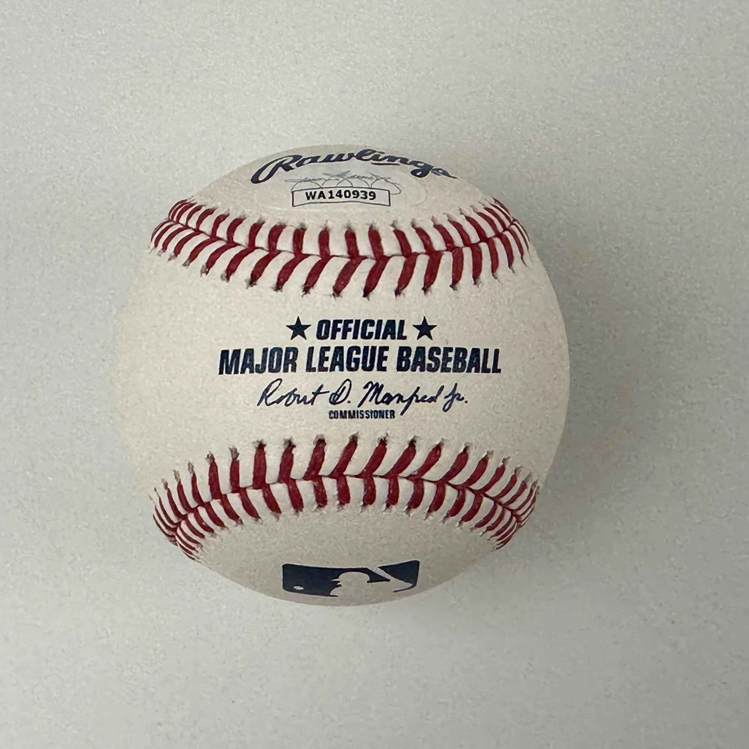 Autographed/Signed Bartolo Colon Rawlings Official Major League Baseball ROML JSA COA Auto