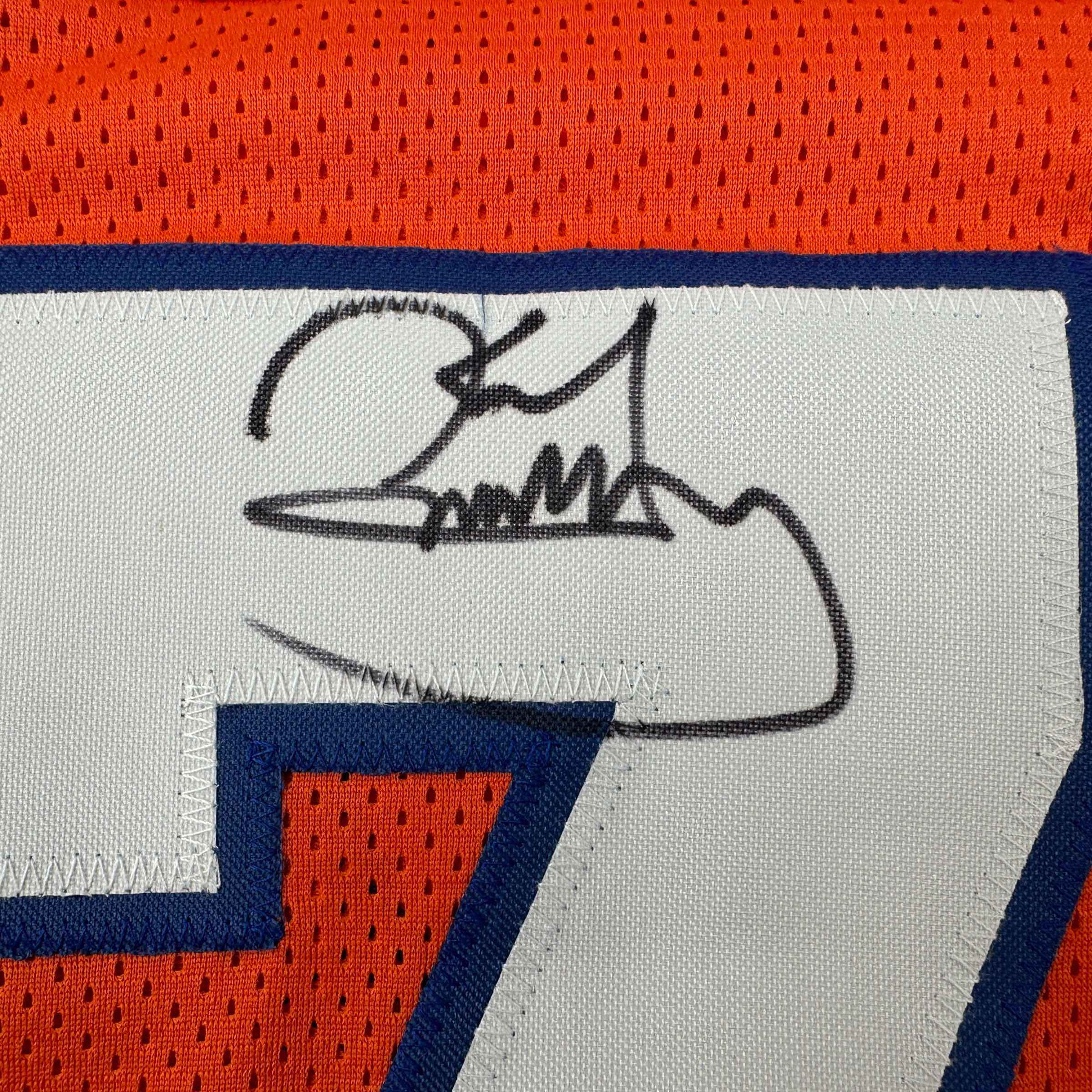 Autographed/Signed Karl Mecklenburg Denver Orange Football Jersey JSA COA