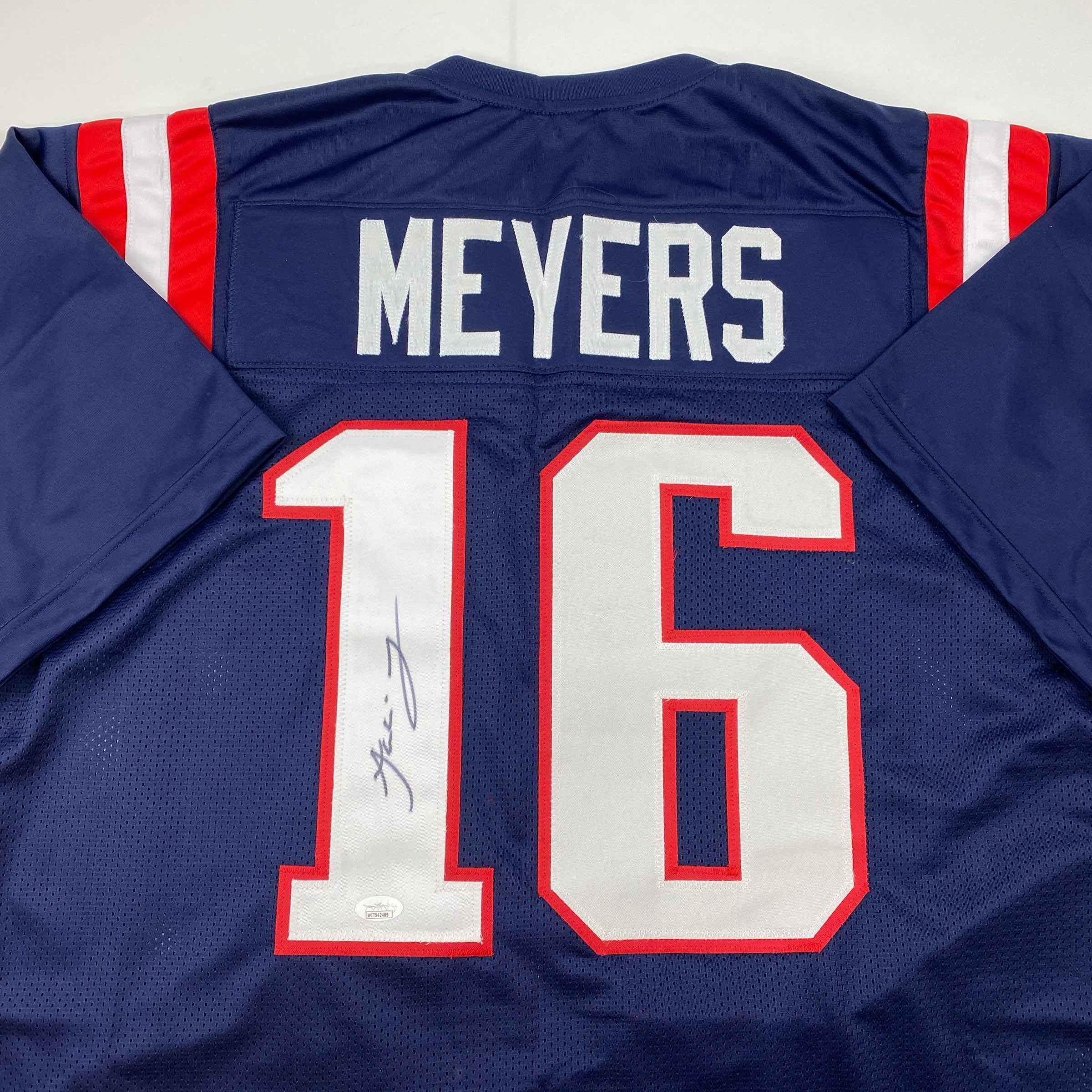 Autographed/Signed Jakobi Meyers New England Blue Football Jersey JSA COA