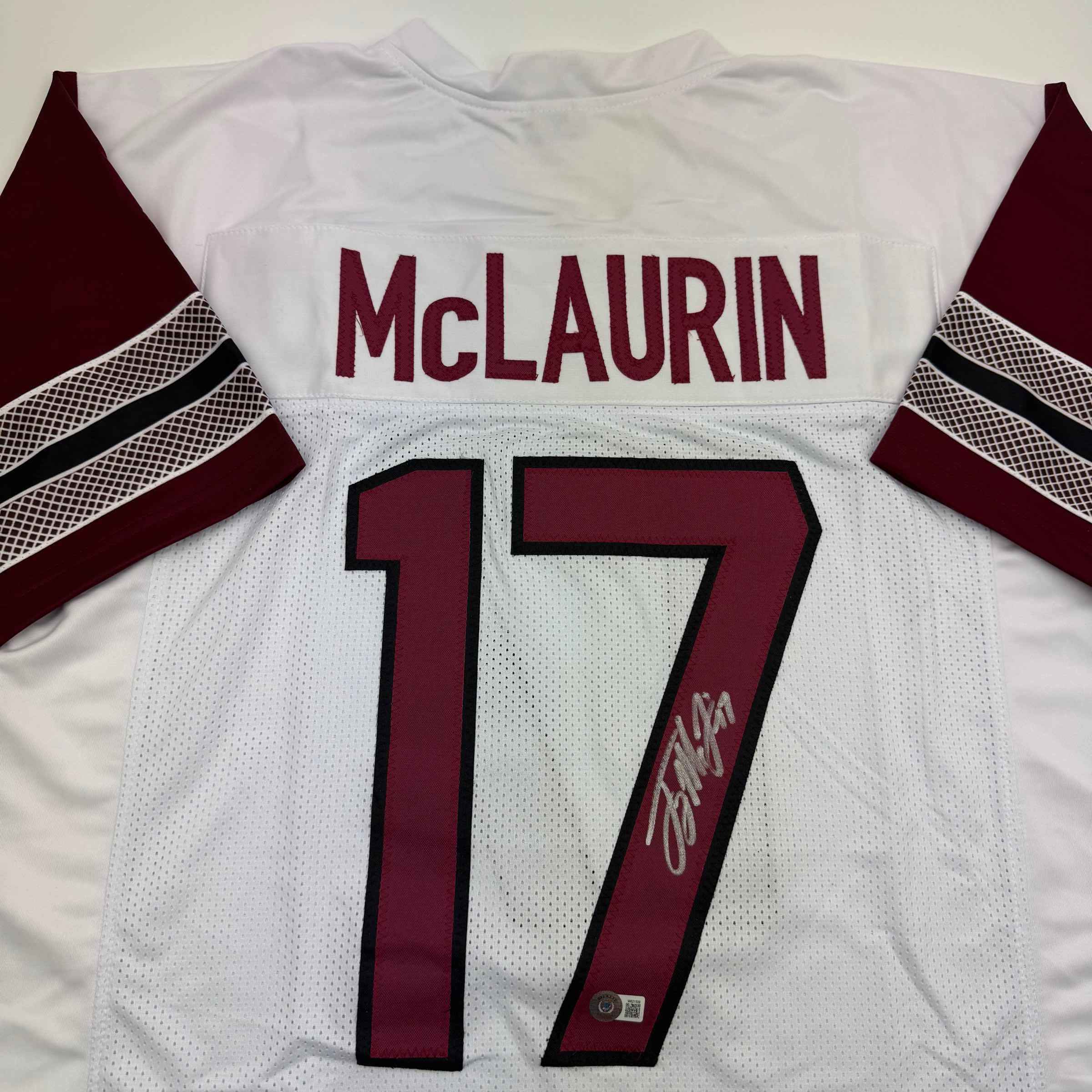 Autographed/Signed Terry McLaurin Washington White Football Jersey Beckett BAS COA
