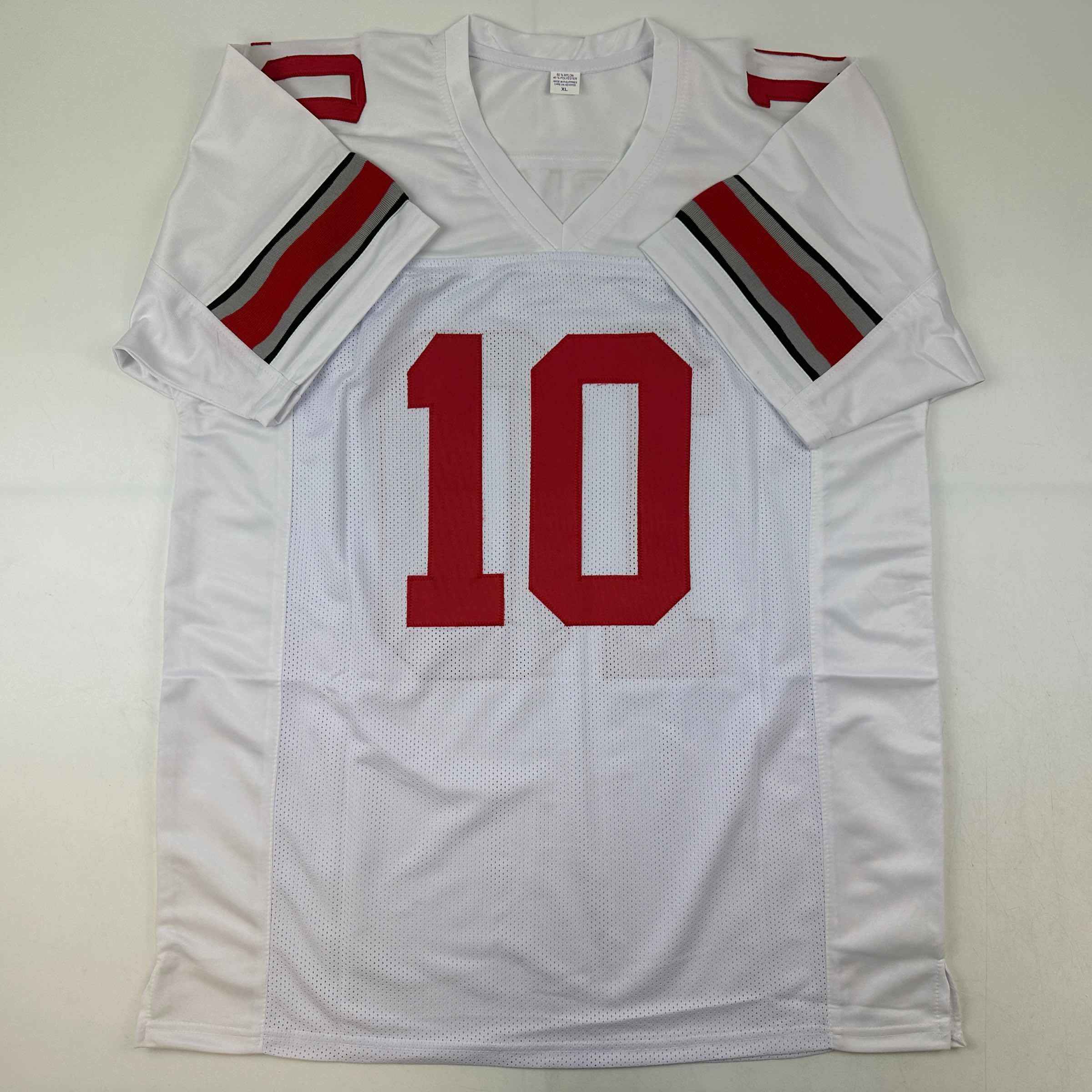 Autographed/Signed Troy Smith Heisman 06 Ohio State White College Football Jersey JSA COA
