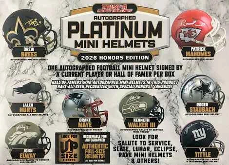 2026 Tristar Hidden Treasures Autographed Football Platinum Mini Helmets Honors Edition Box