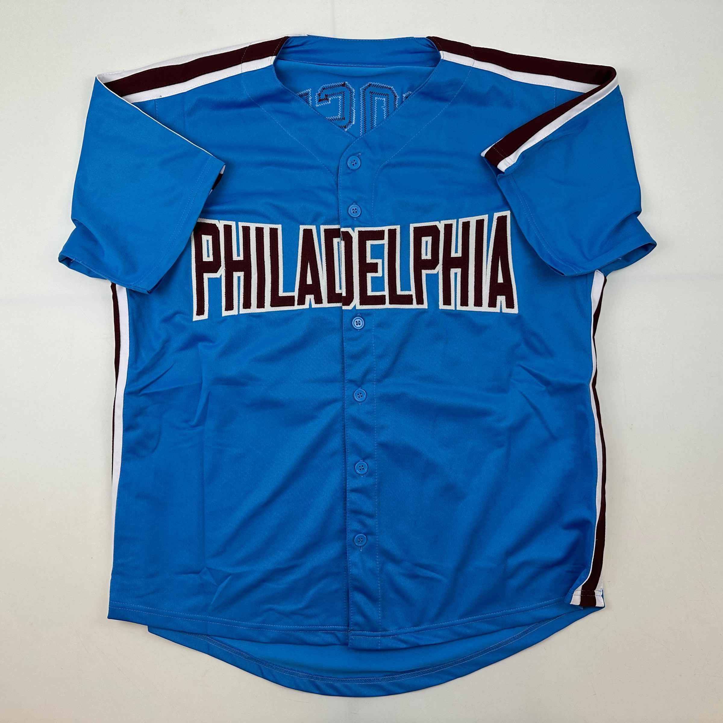 Autographed/Signed Pete Rose Philadelphia Retro Blue Baseball Jersey JSA COA