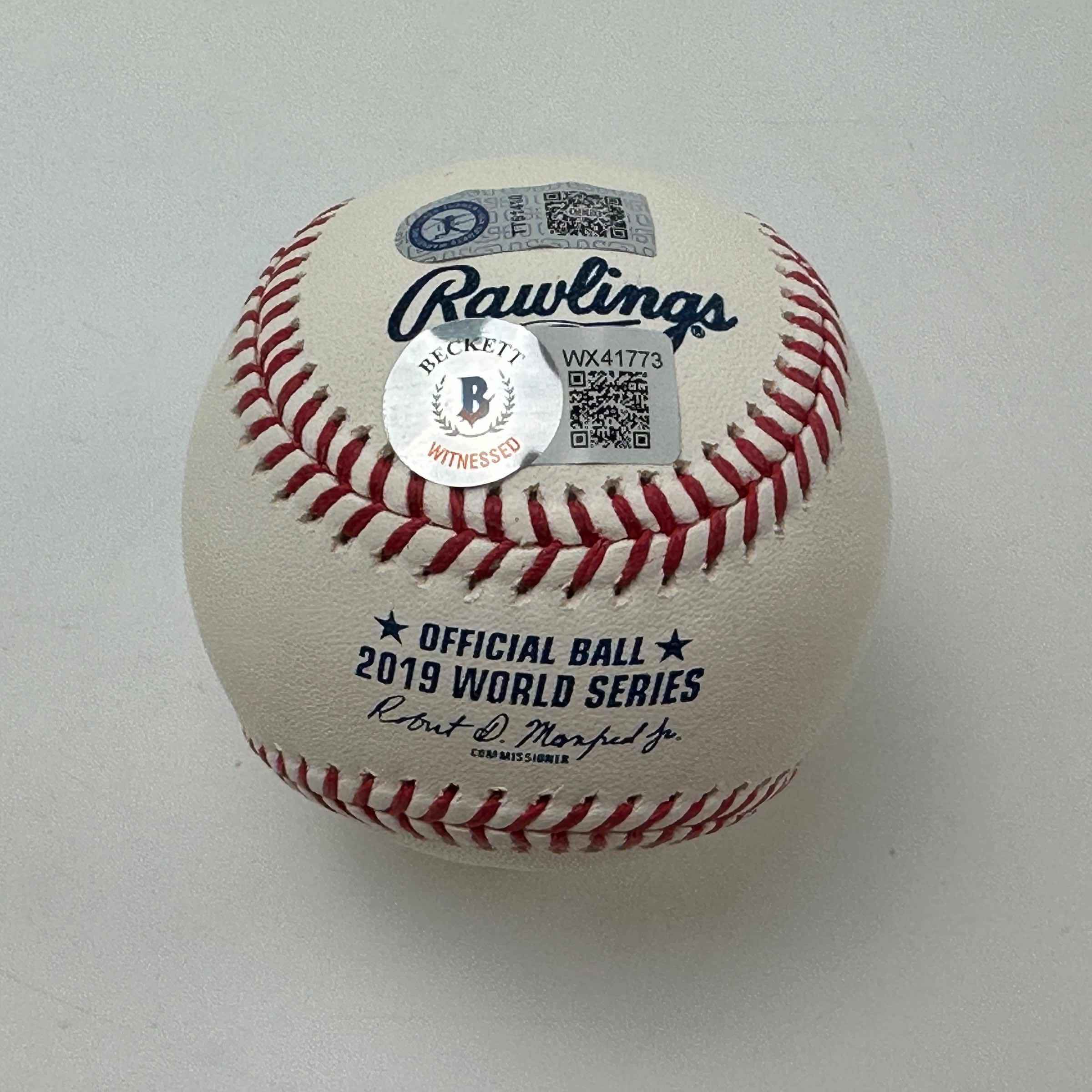 Autographed/Signed Trea Turner 2019 World Series Rawlings Official Major League Baseball ROML Beckett BAS COA