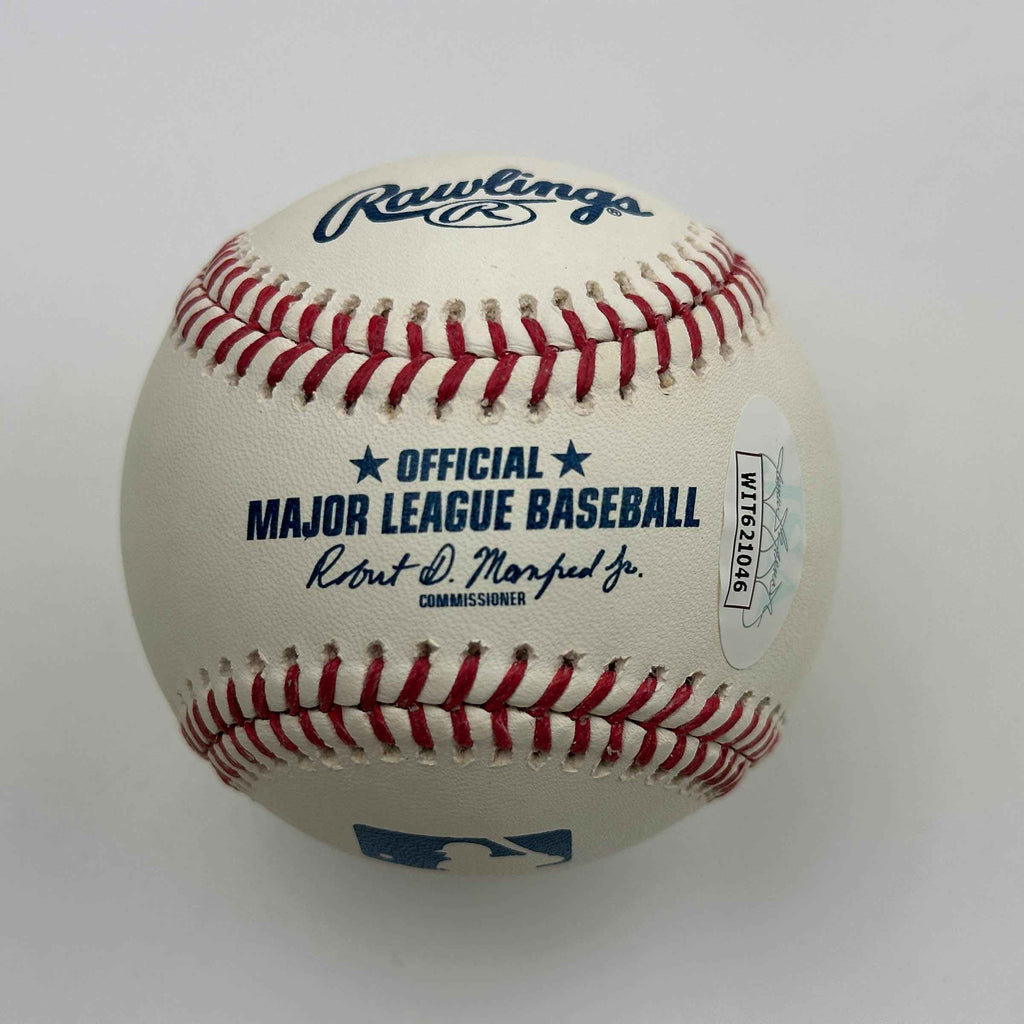 Autographed/Signed Steve Sax 82 NL ROY Rawlings Official Major League Baseball ROML JSA COA Auto