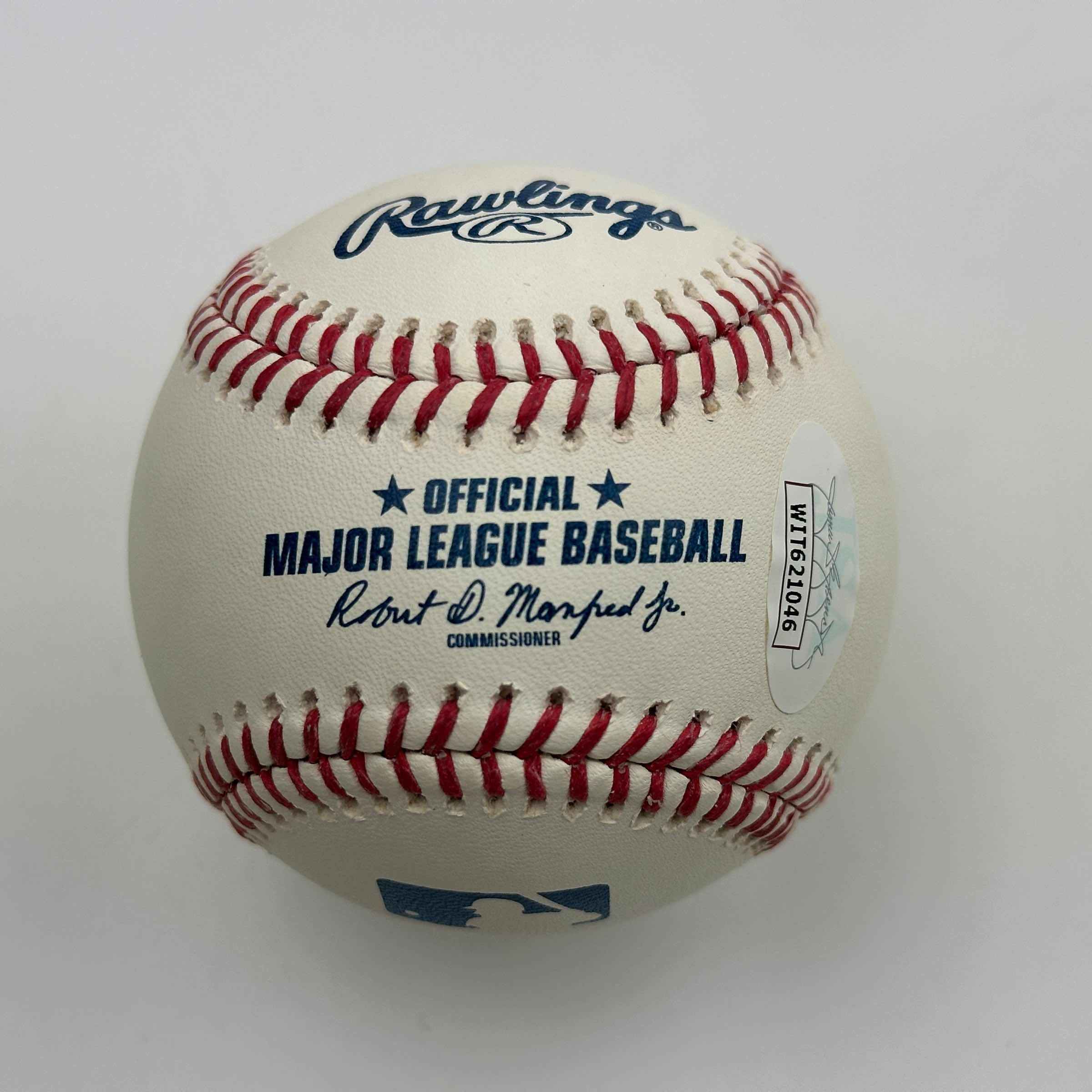 Autographed/Signed Steve Sax 82 NL ROY Rawlings Official Major League Baseball ROML JSA COA Auto