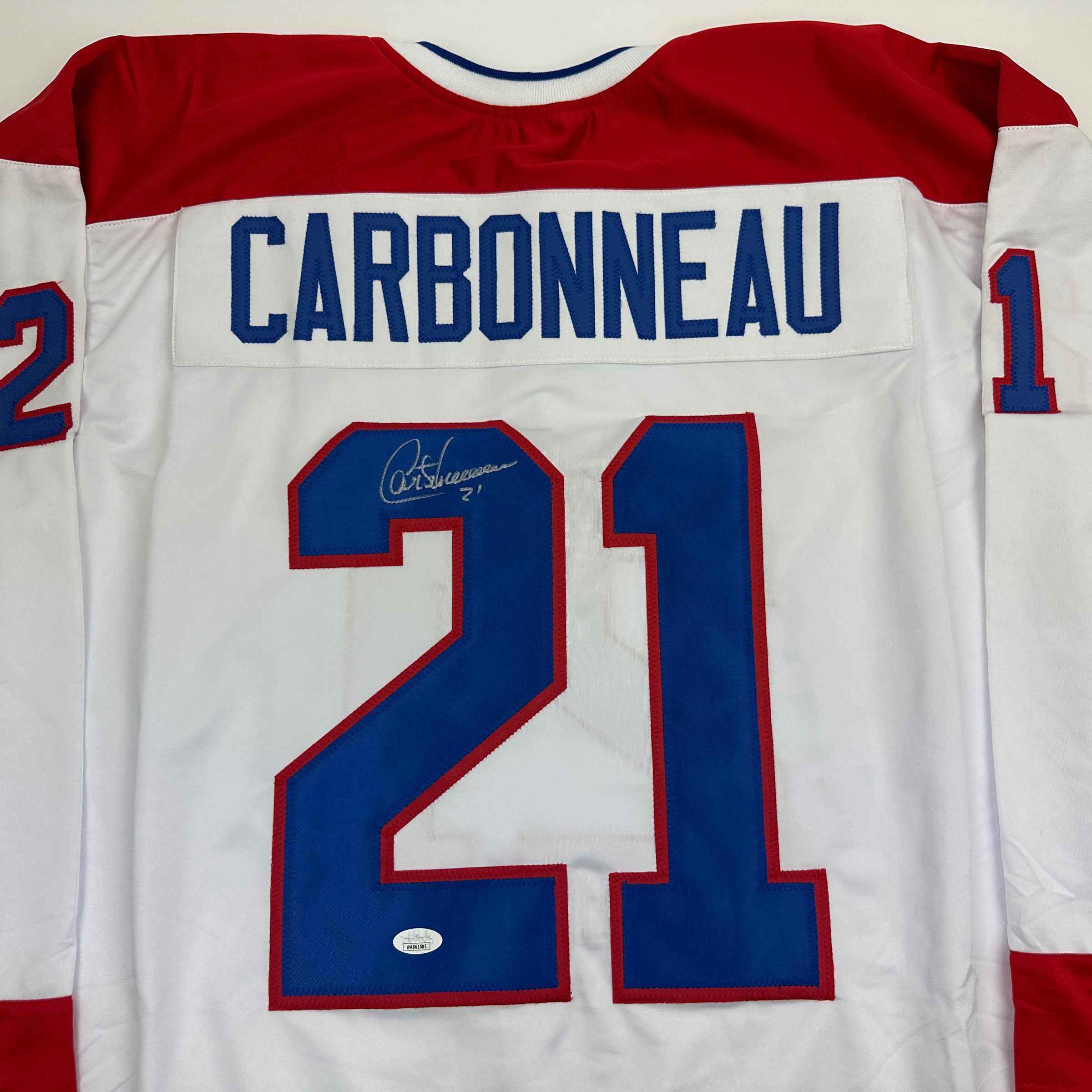 Autographed/Signed Guy Carbonneau Montreal White Hockey Jersey JSA COA