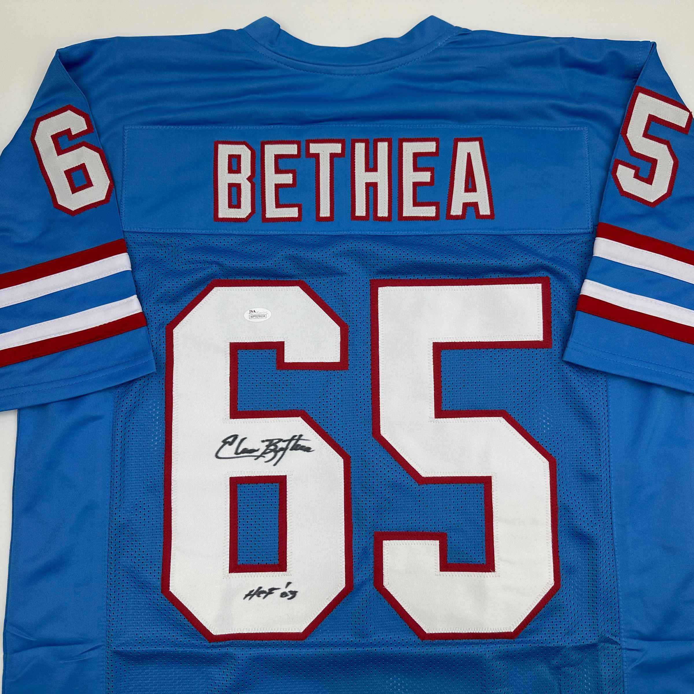 Autographed/Signed Elvin Bethea HOF 03 Tennessee Retro Light Blue Football Jersey JSA COA