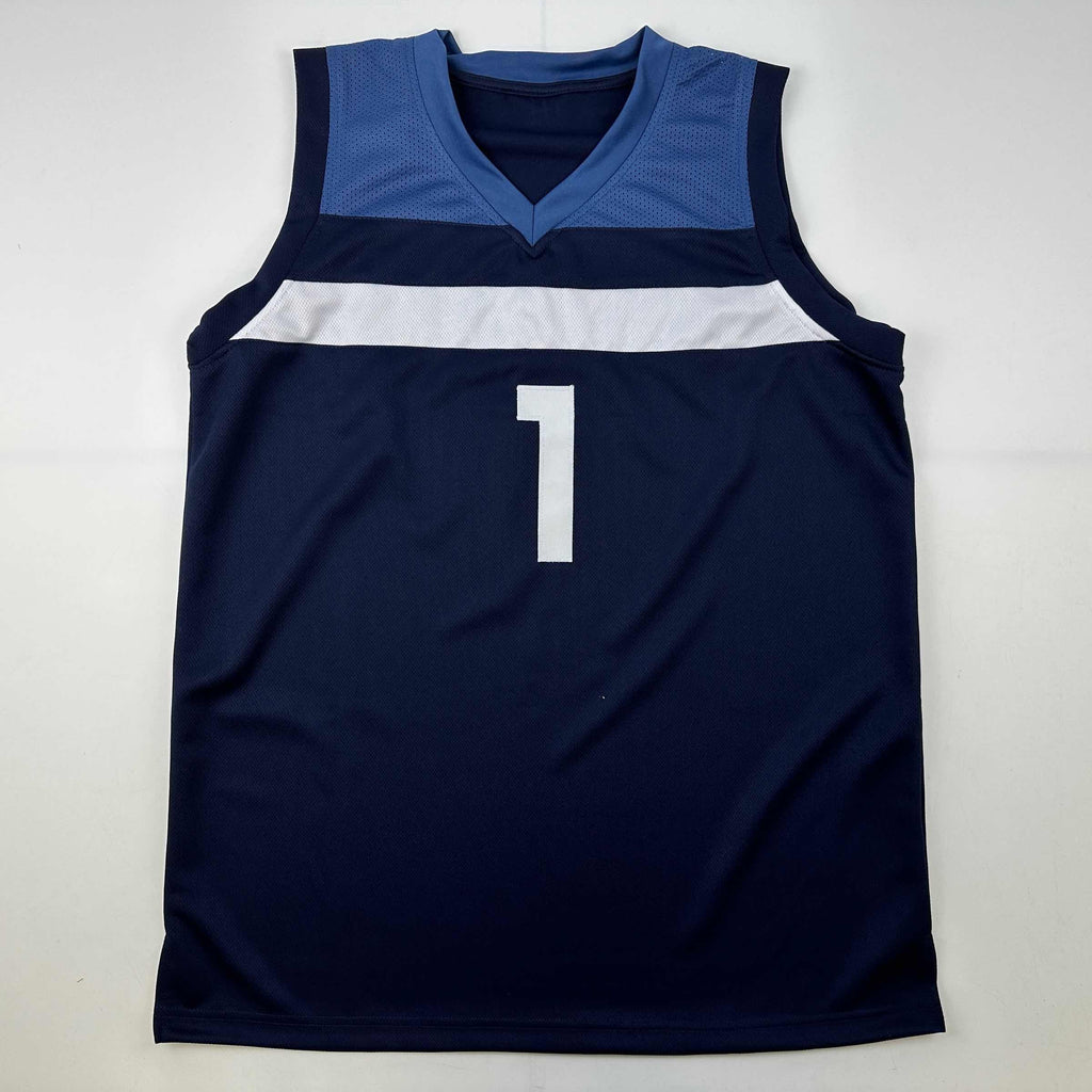 Autographed/Signed Anthony Edwards Minnesota Blue Basketball Jersey Beckett BAS COA