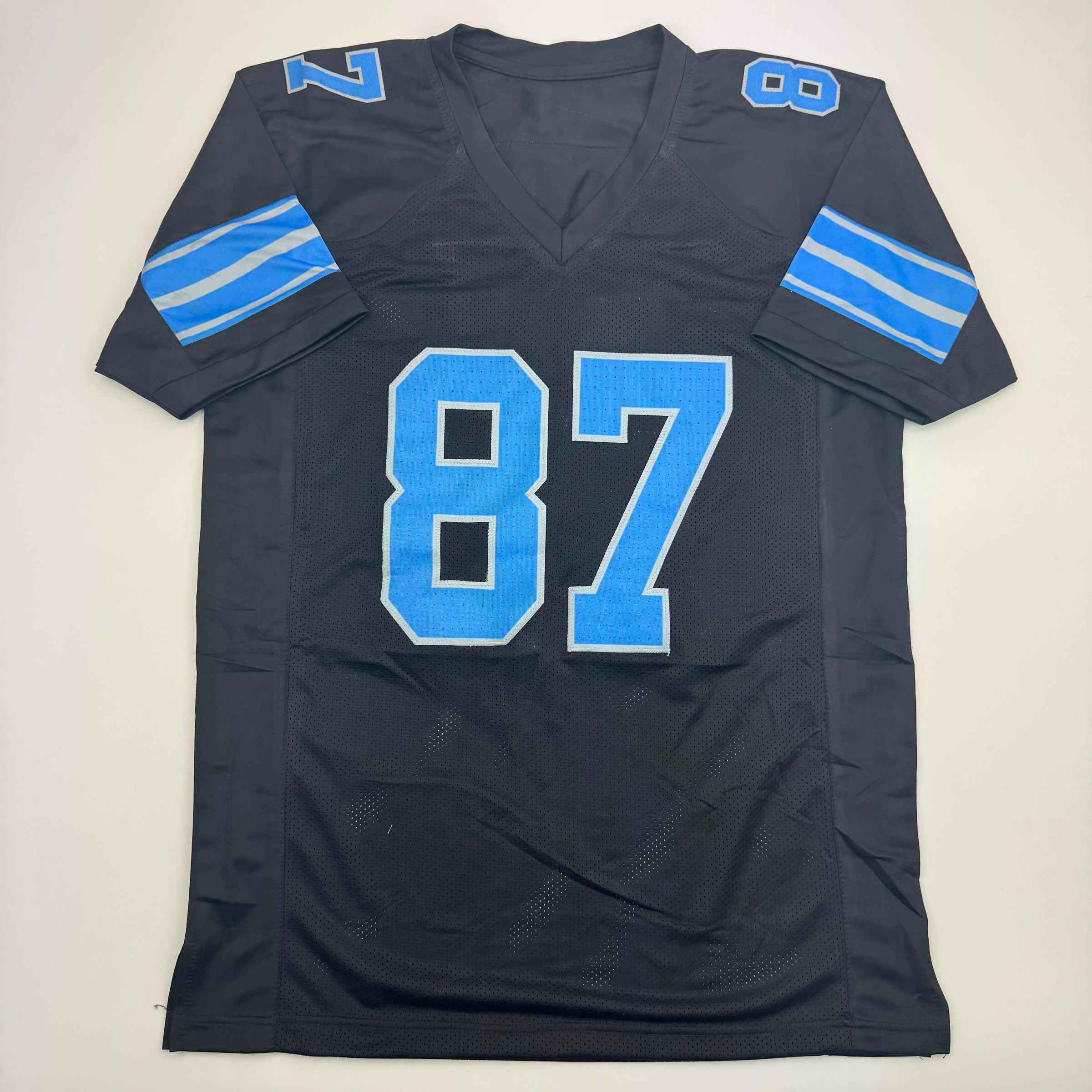 Autographed/Signed Sam LaPorta Detroit Black Football Jersey Beckett BAS COA
