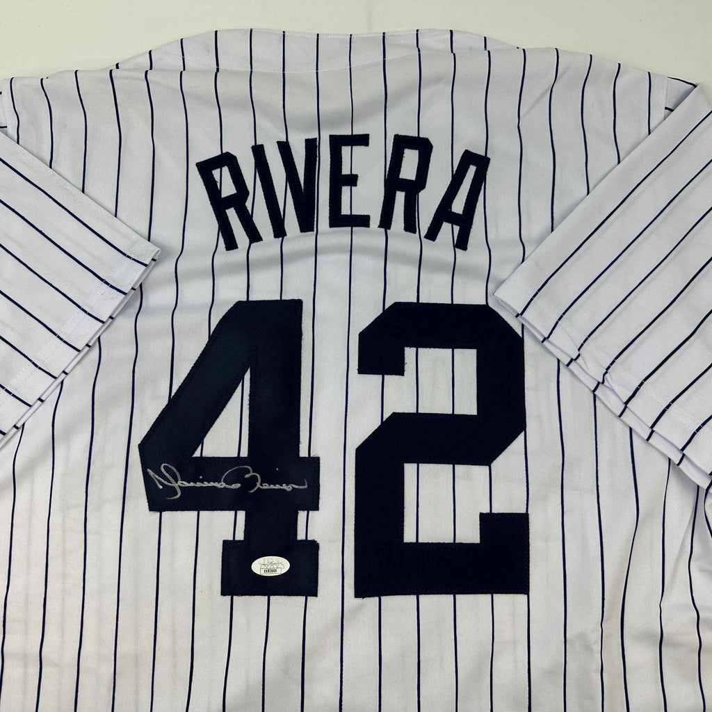 Autographed/Signed Mariano Rivera New York Pinstripe Baseball Jersey JSA COA/LOA