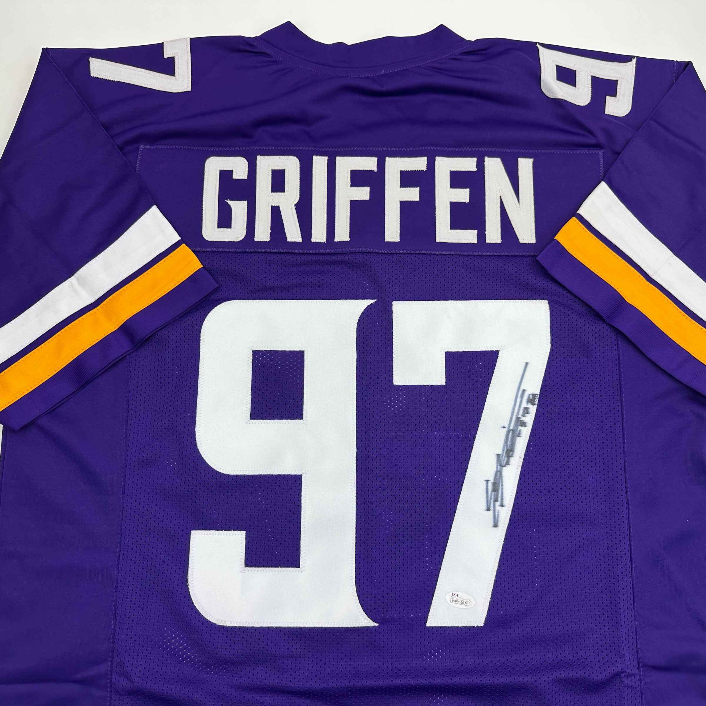 Autographed/Signed Everson Griffen Minnesota Purple Football Jersey JSA COA