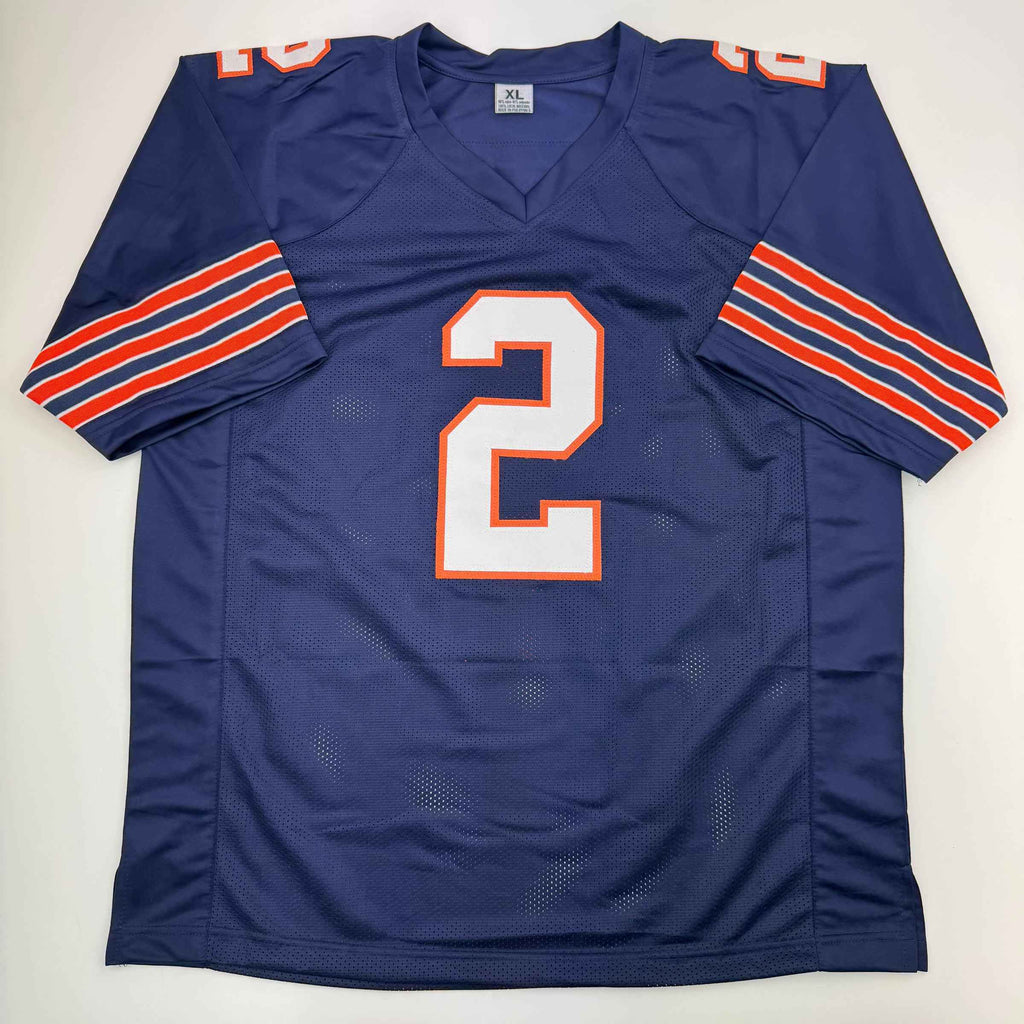Autographed/Signed D.J. DJ Moore Chicago Retro Blue Football Jersey Beckett JSA COA