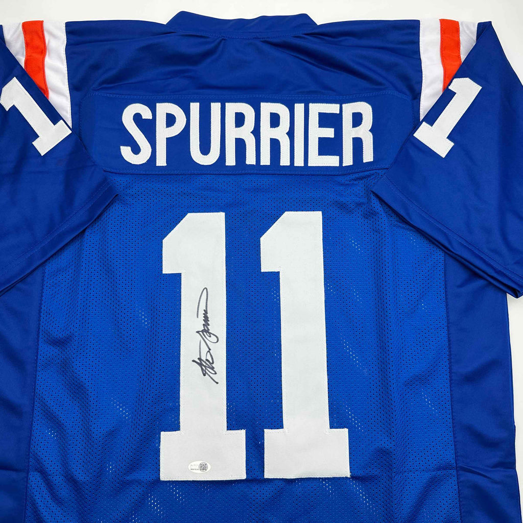 Autographed/Signed Steve Spurrier Florida Blue College Football Jersey JSA COA