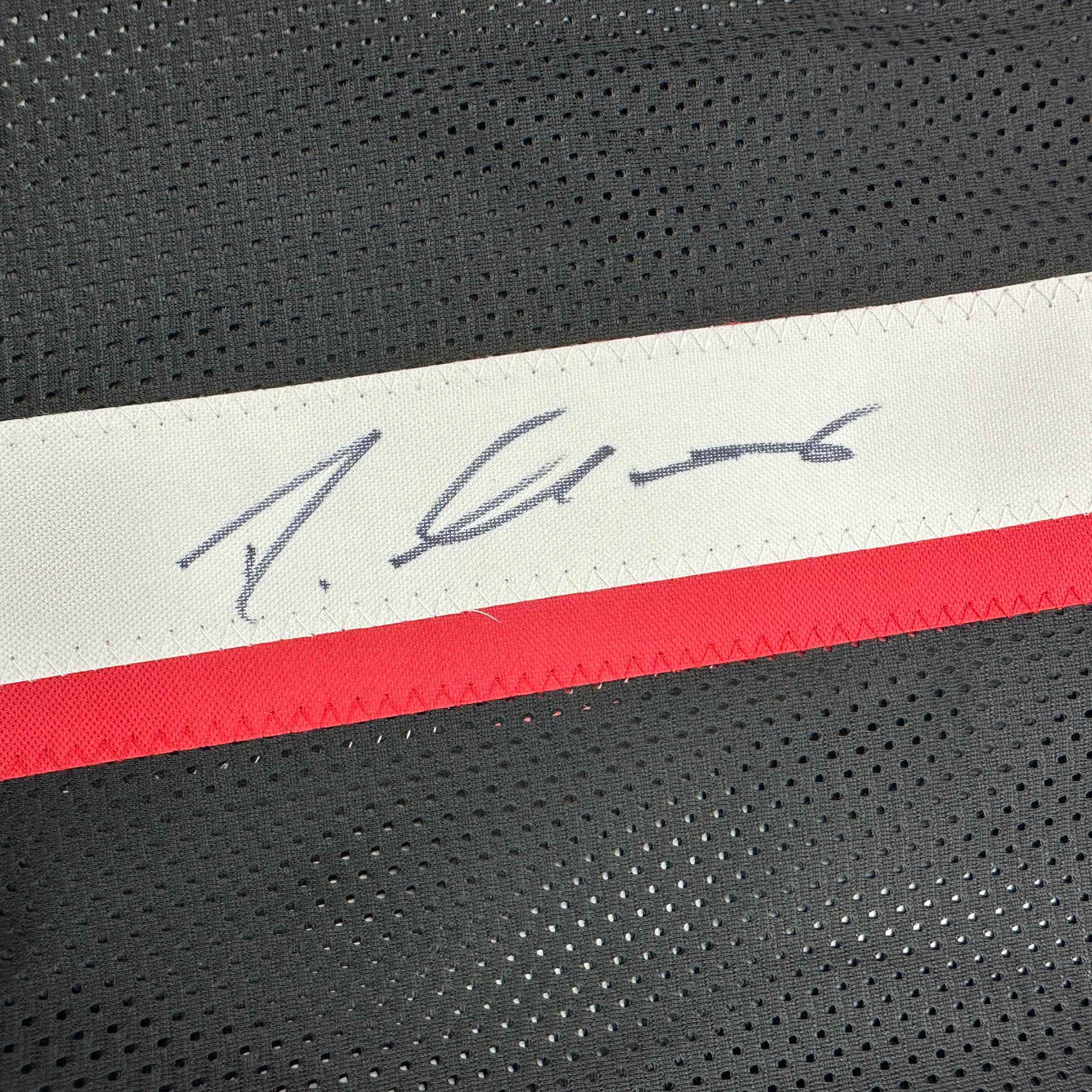 Autographed/Signed Darnell Mooney Atlanta Black Football Jersey Beckett BAS COA