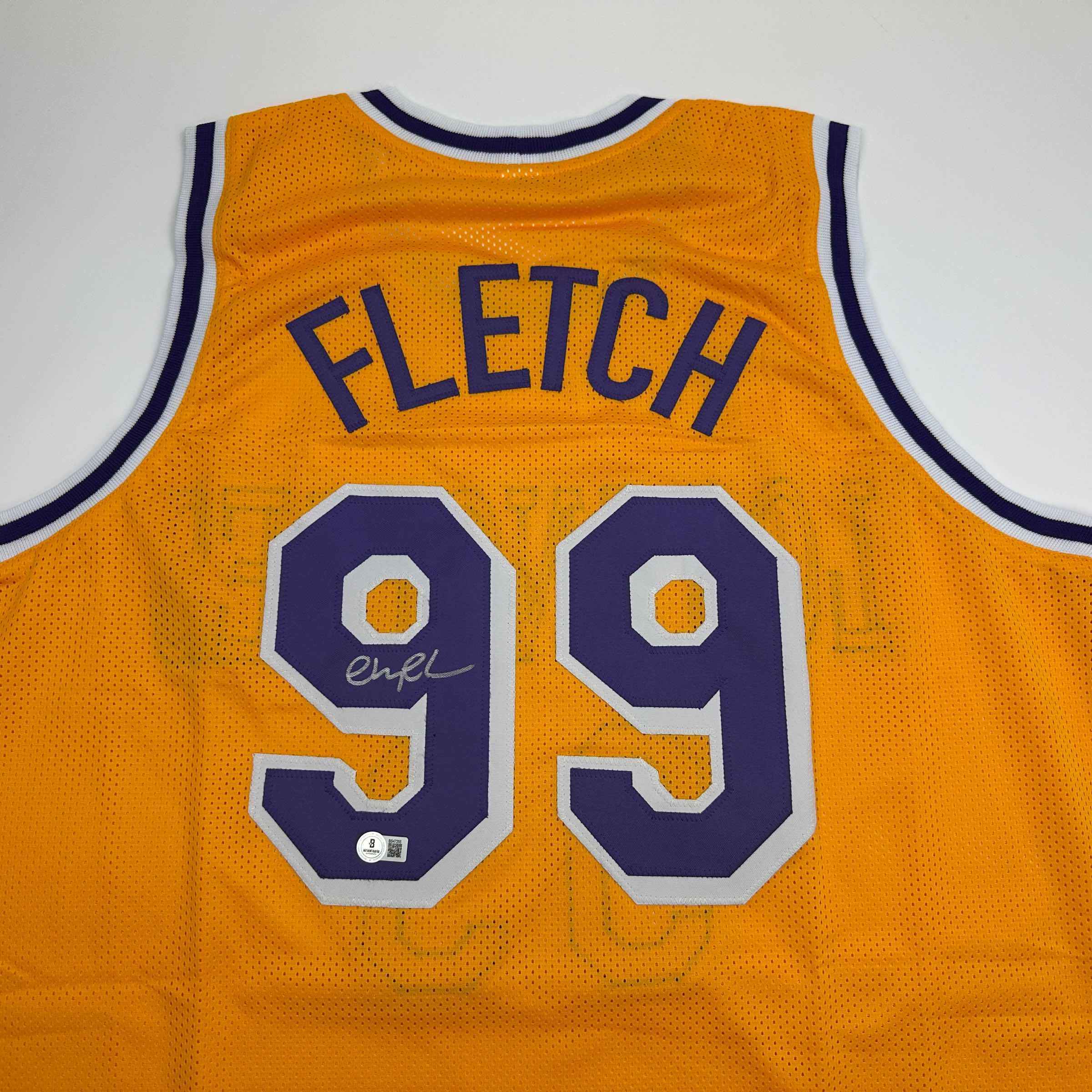 Autographed/Signed Chevy Chase Fletch Los Angeles LA Yellow Basketball Jersey Beckett BAS COA