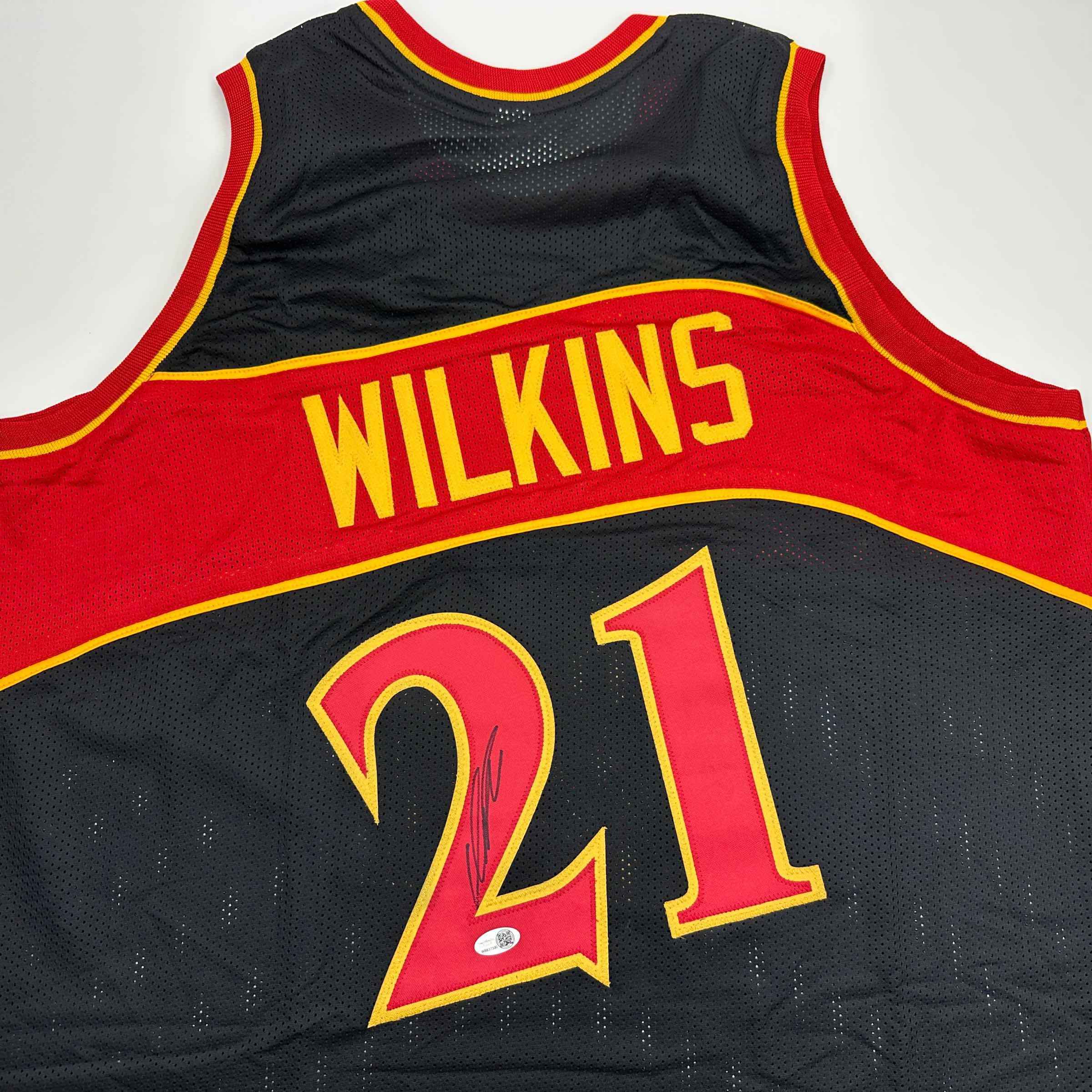 Autographed/Signed Dominique Wilkins Atlanta Black Basketball Jersey JSA COA