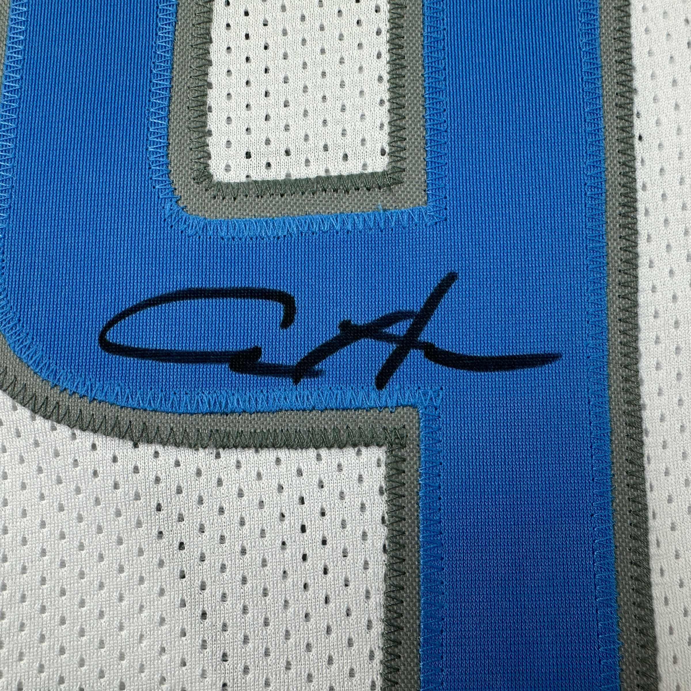 Autographed/Signed Aidan Hutchinson Detroit White Football Jersey Beckett BAS COA
