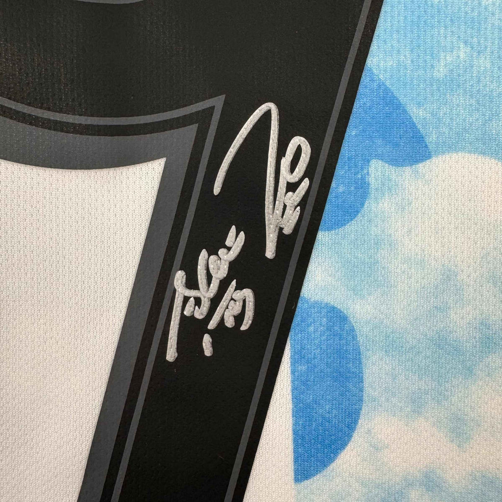 Autographed/Signed Sergio Kun Aguero 2021 Argentina Home Blue Soccer Futbol Jersey Beckett BAS COA