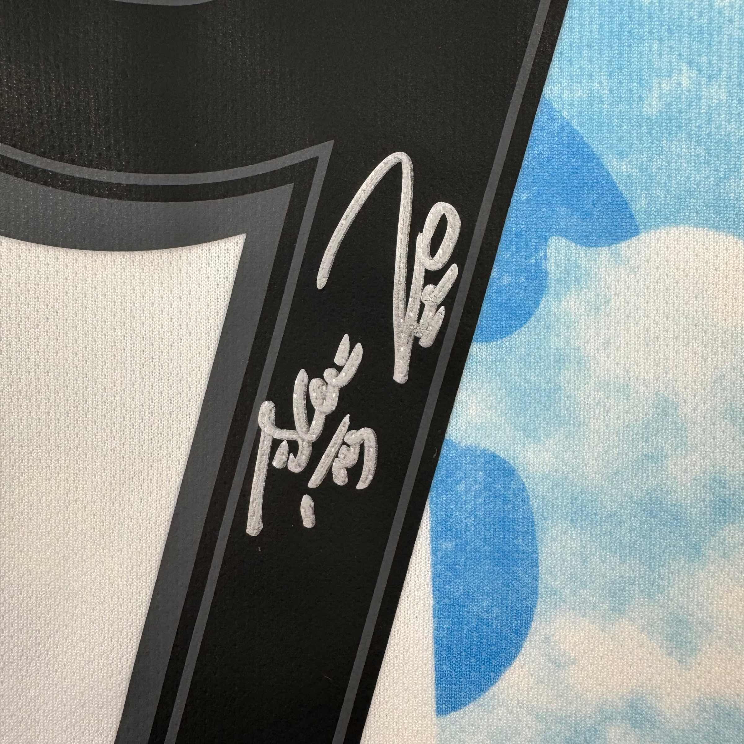 Autographed/Signed Sergio Kun Aguero 2021 Argentina Home Blue Soccer Futbol Jersey Beckett BAS COA