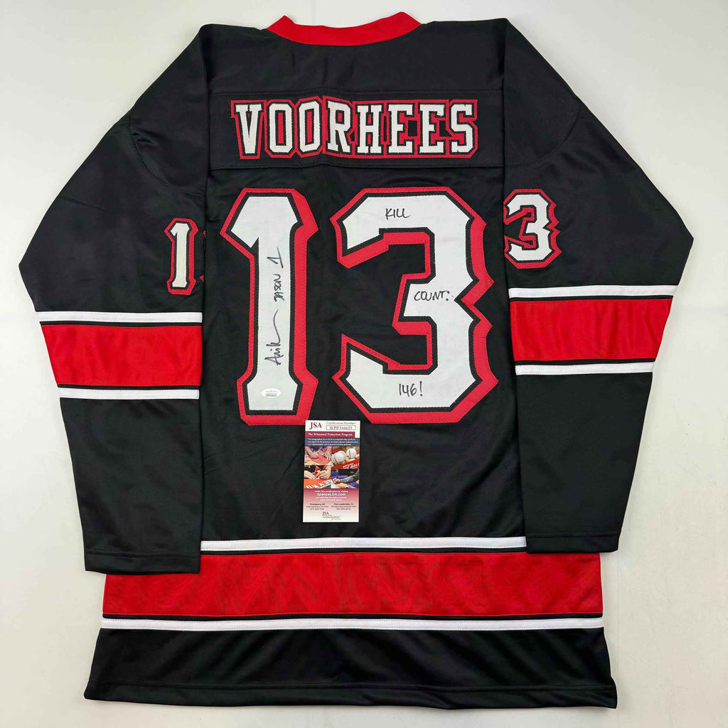 Autographed/Signed Ari Lehman Jason Voorhees Friday The 13th Black Movie Jersey JSA COA