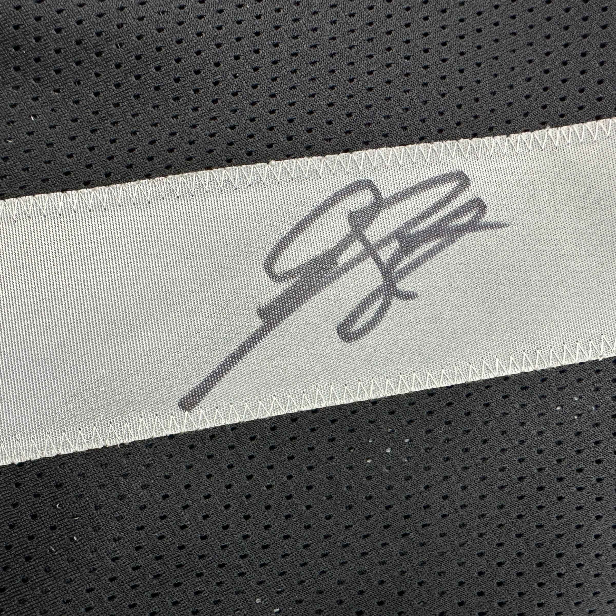 Autographed/Signed Geno Smith Oakland Black Football Jersey Beckett BAS COA