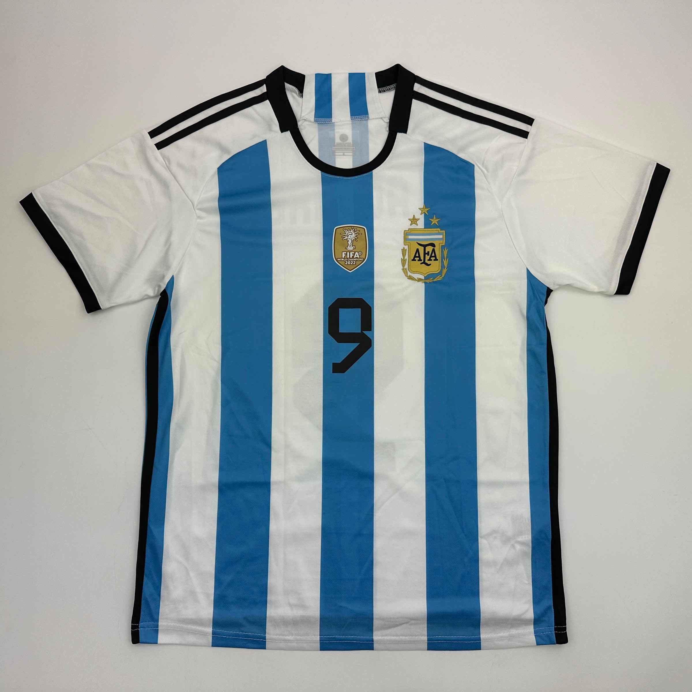 Autographed/Signed Julian Alvarez Argentina Blue/White Soccer World Cup Jersey Beckett BAS COA