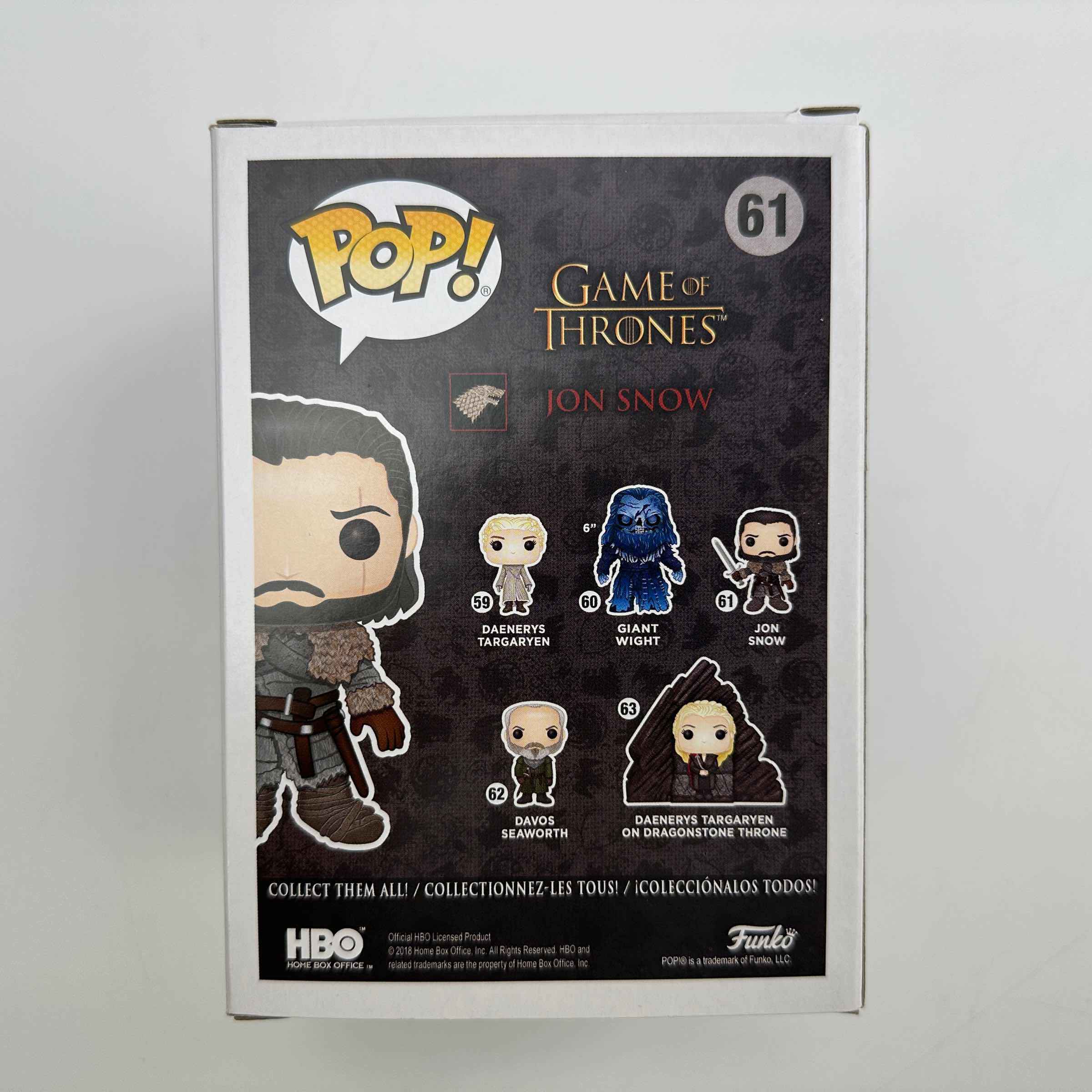 Autographed/Signed Kit Harington Jon Snow #61 Game of Thrones Funko Pop TV Television Figurine Toy Beckett BAS COA