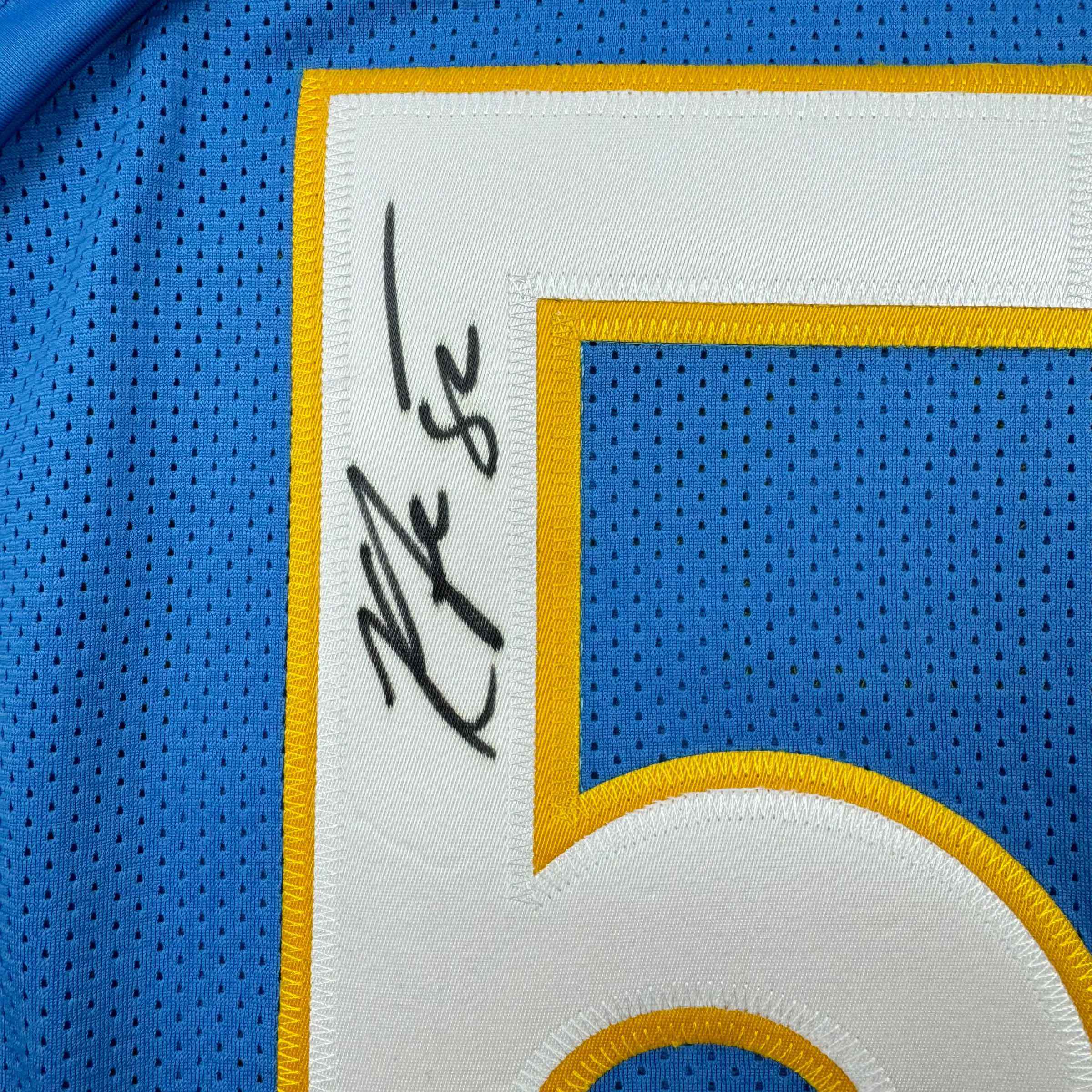 Autographed/Signed Khalil Mack Los Angeles LA Light Blue Football Jersey Beckett BAS COA
