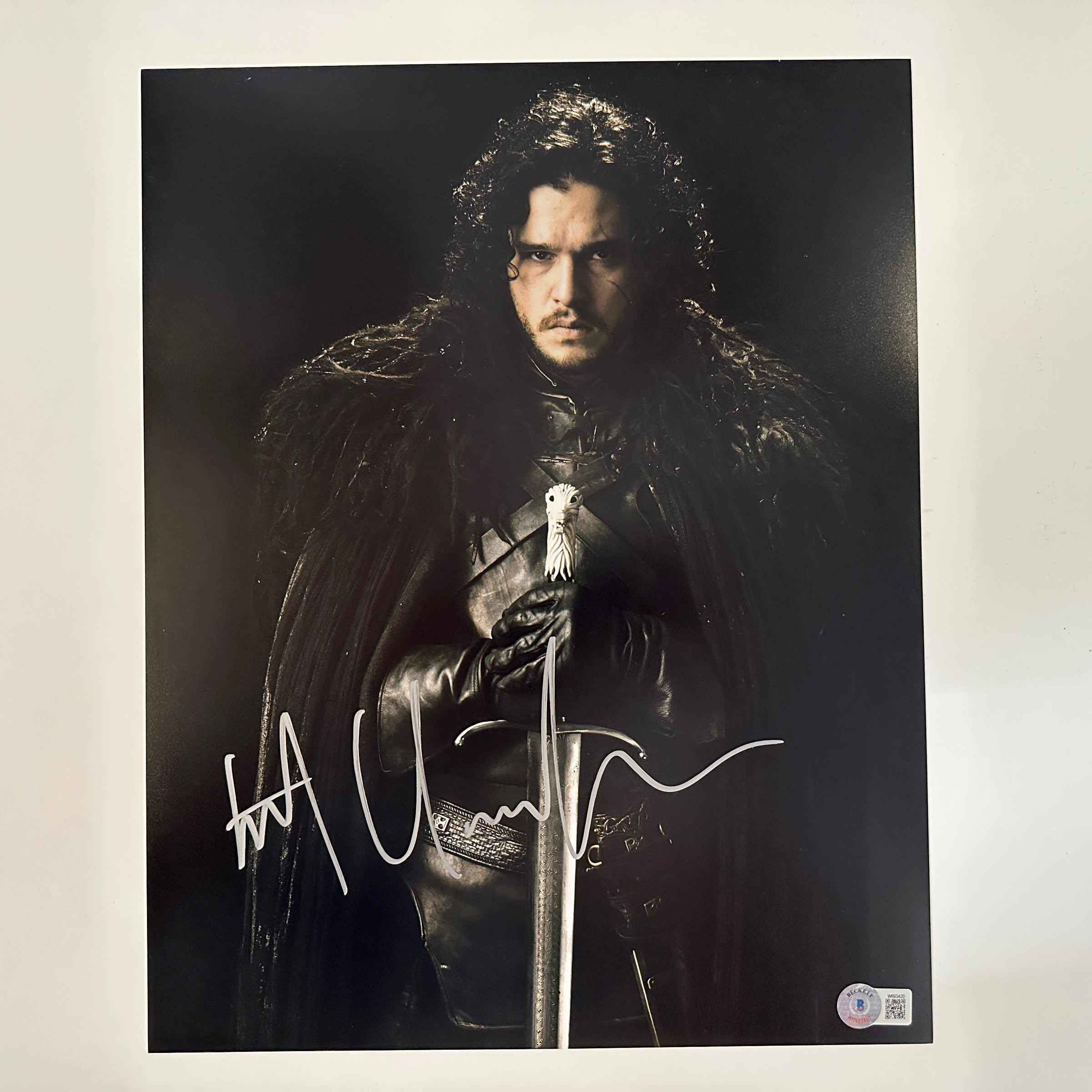 Autographed/Signed Kit Harington Jon Snow Game of Thrones Longclaw 11x14 Photo Beckett BAS COA #2